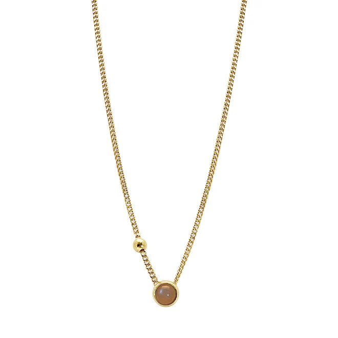 Heiring Koulè collier med peach månesten og kugle, i gold; silver, til unisex, fra Heiring