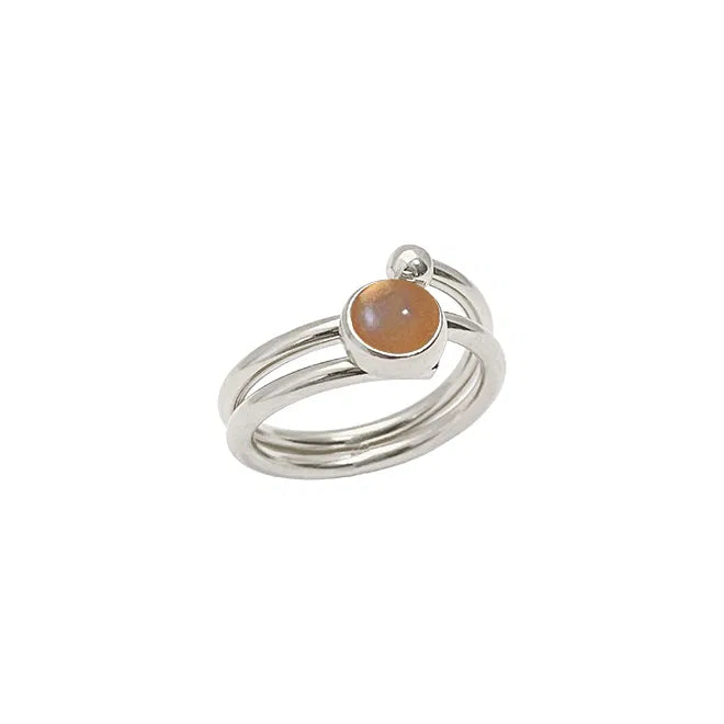 Heiring LOOP Ring 2mm with 2R & 6mm Peach moon - Rhod., fra Heiring