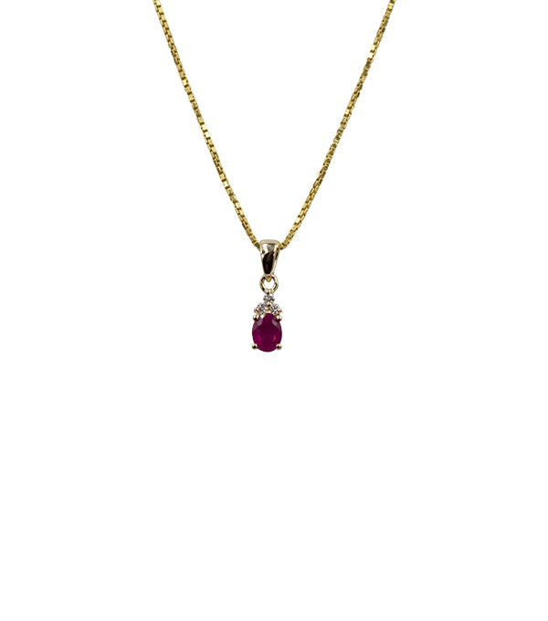L&G - Vedhæng 14 kt rubin m/0,03ct wsi m/sølv forg.kæde, i gold; silver-plated, til unisex, fra L&G