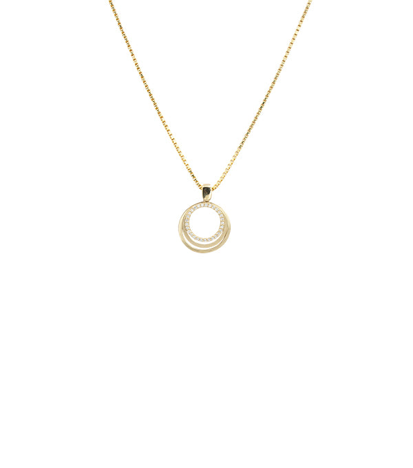L&G Vedh. 14 kt. guld 3 cirkler m/sølv forg. kæde