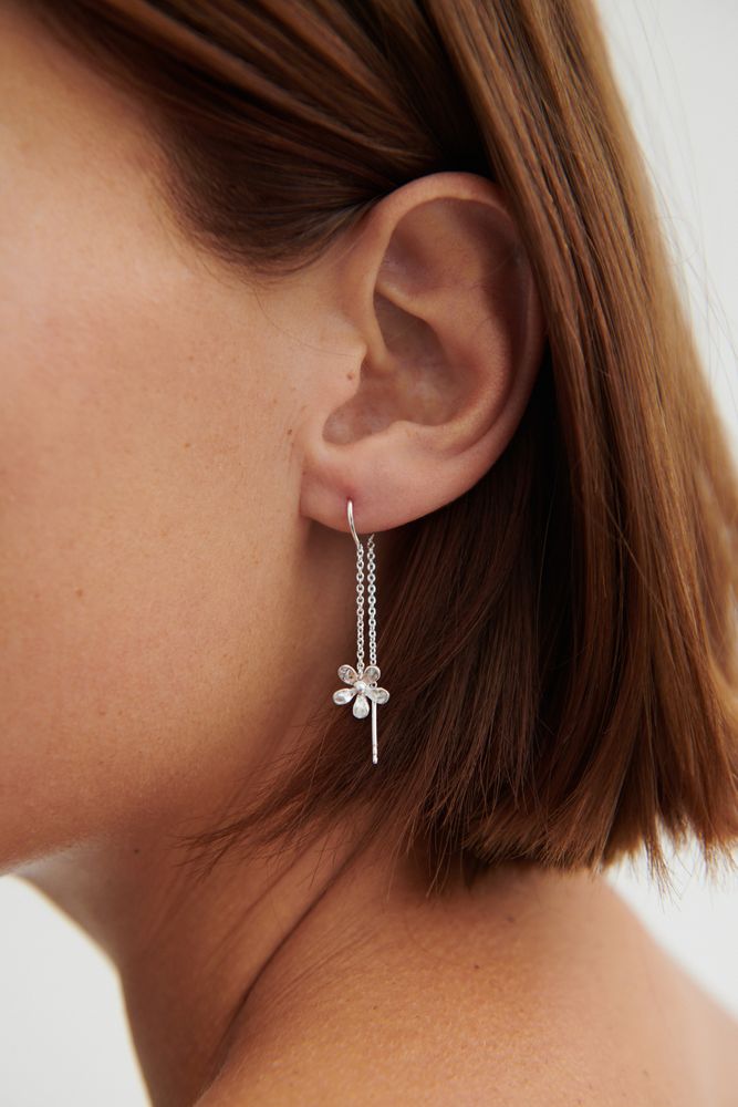 Pernille Corydon Wild Poppy Earchains Forgyldt- På model