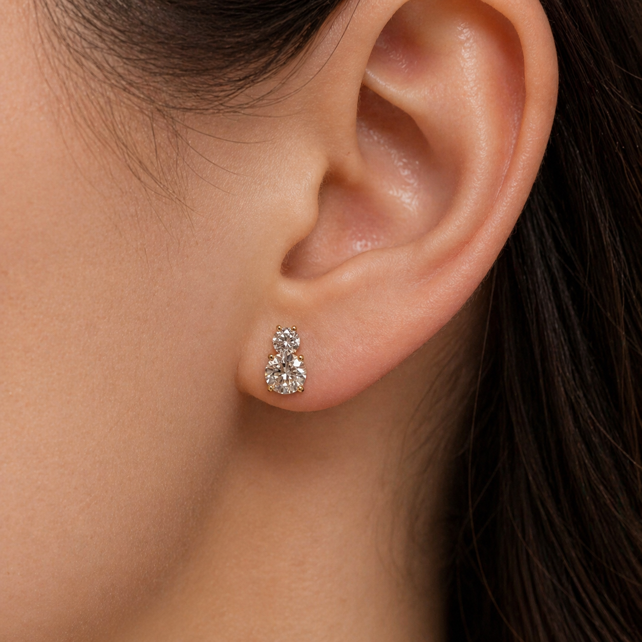 Starlight lab. diamond - 14Kt Round øreringe 0,30+1,00ct
