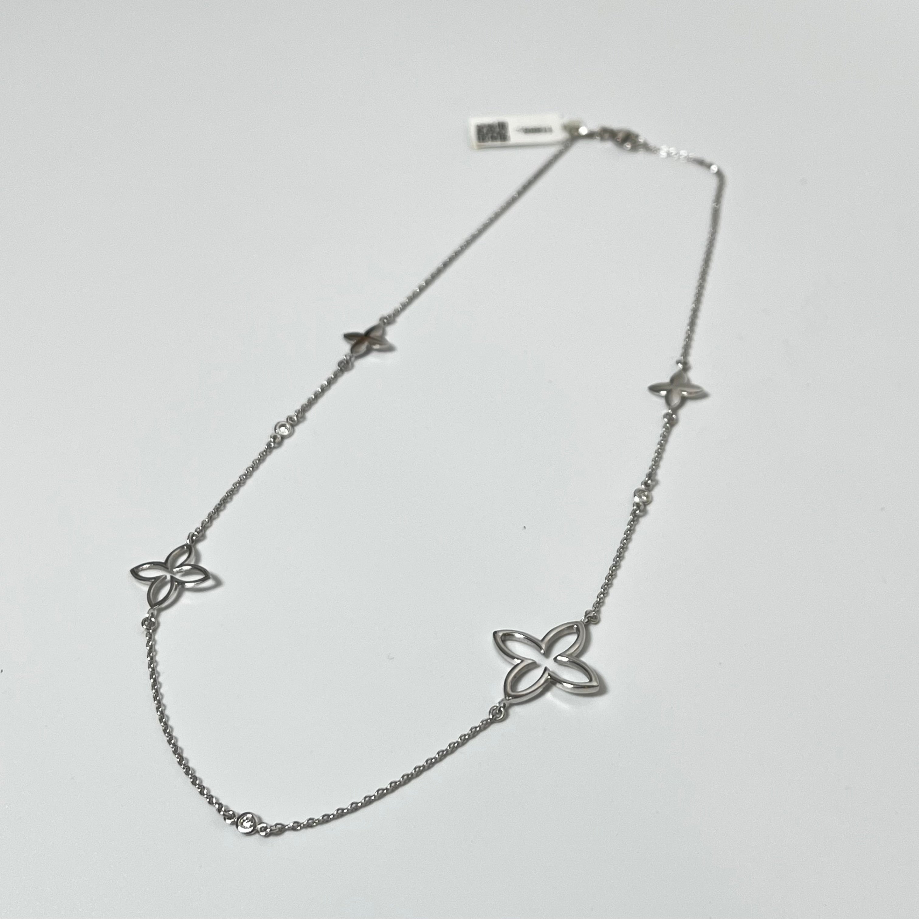 Hvidgulds halskæde 14kt m. diamanter