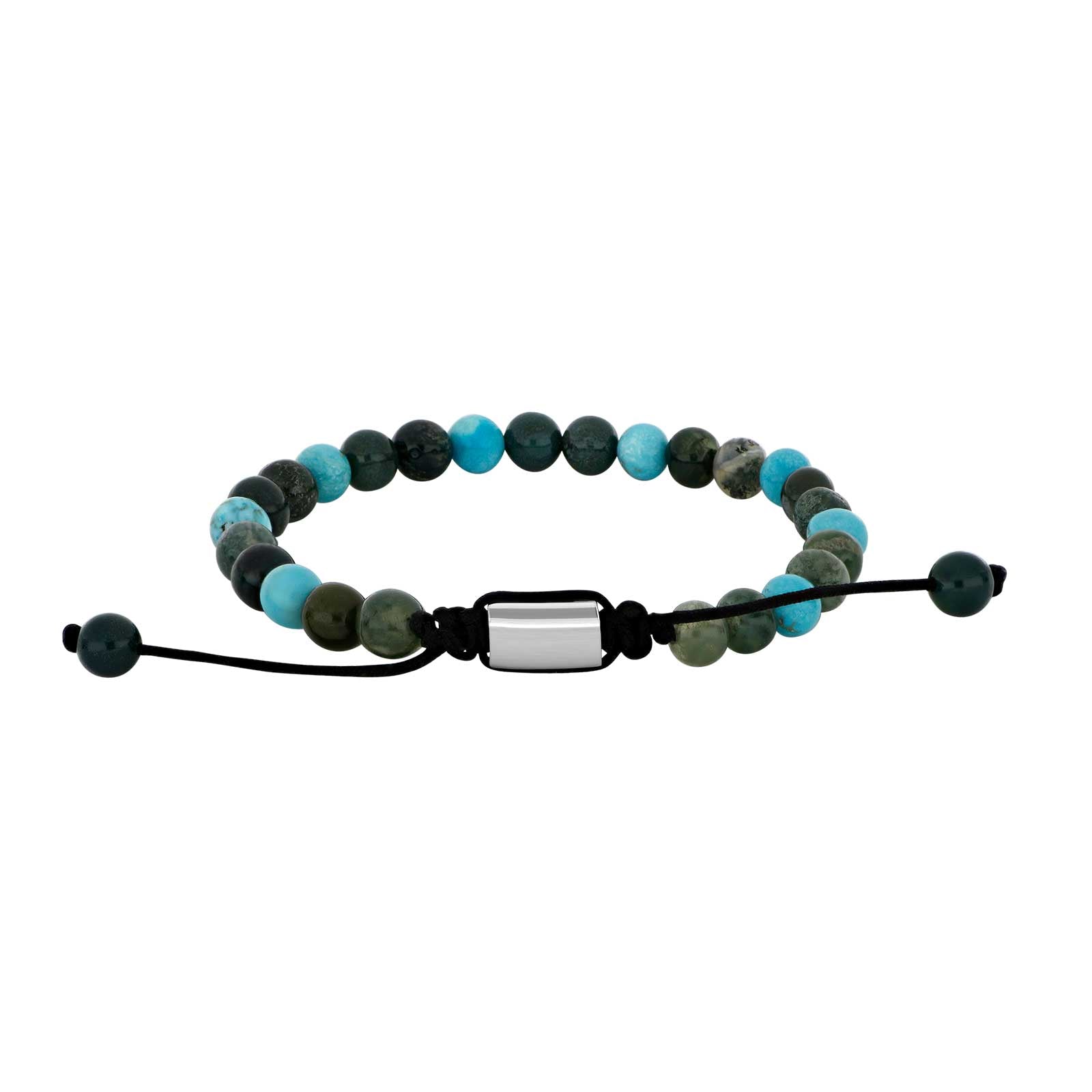 SON armbånd moss agate/turkis og stål 6mm, fra SON of NOA