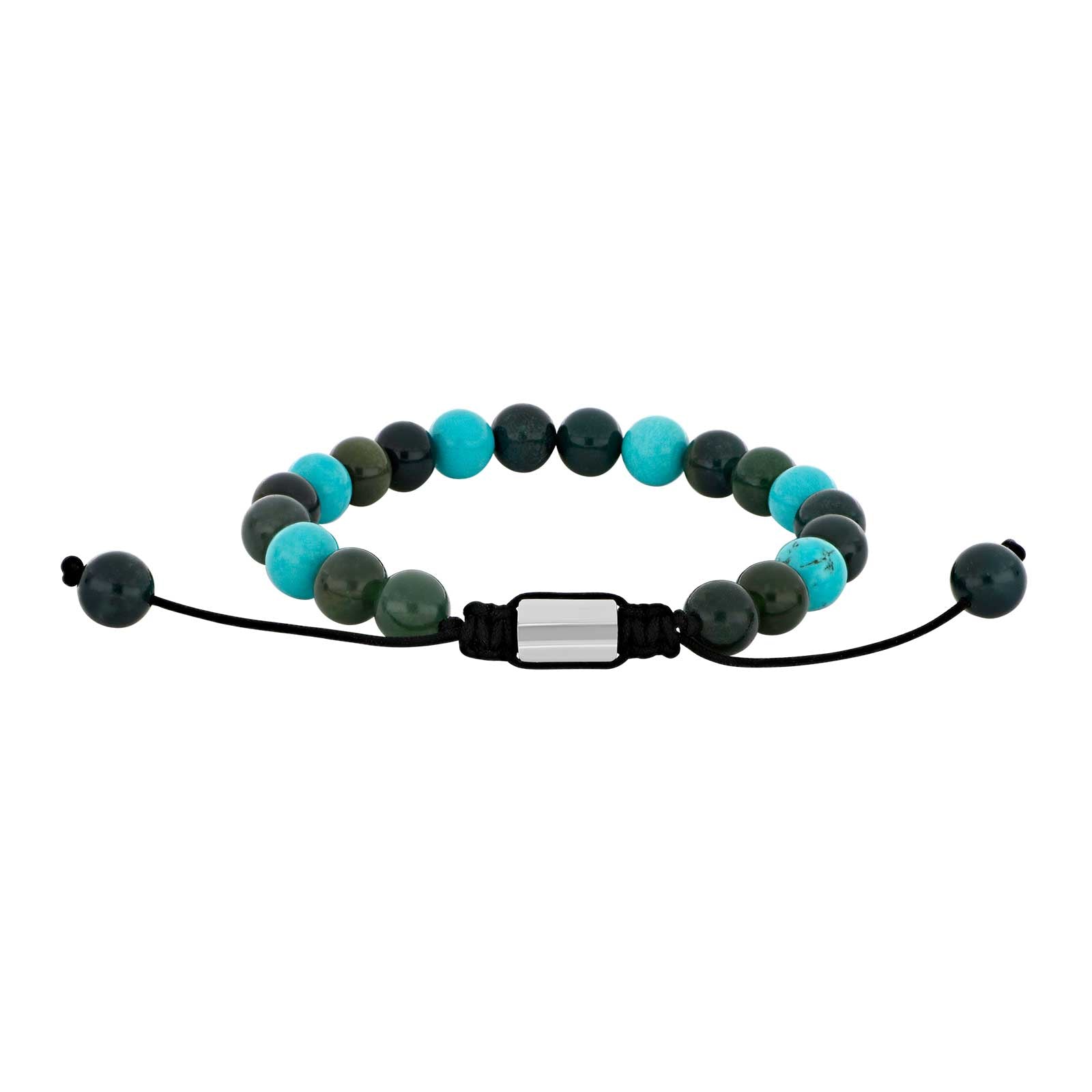 SON armbånd moss agate/turkis og stål 8mm, fra SON of NOA
