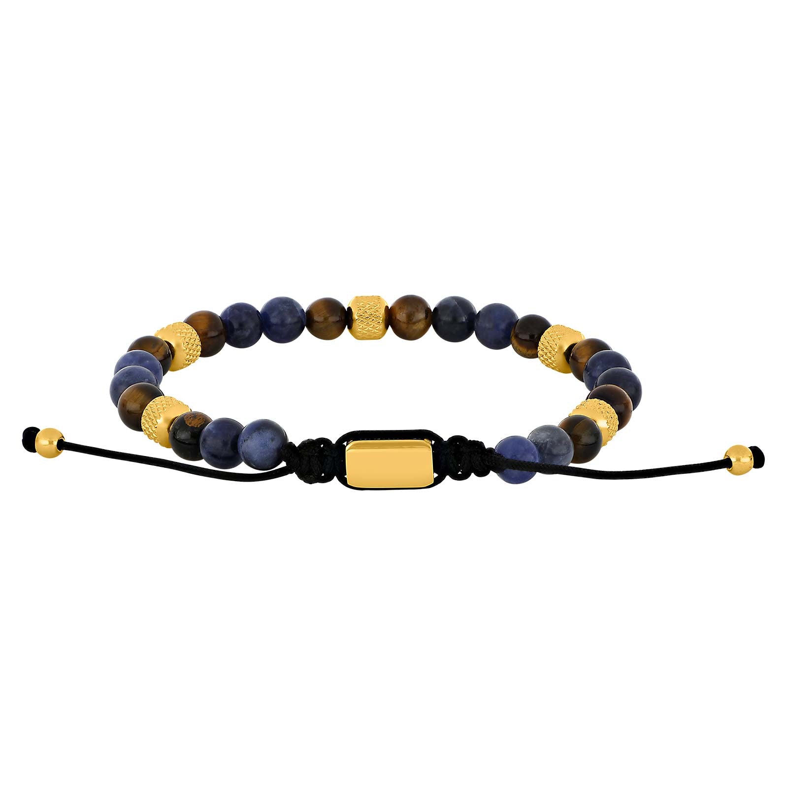 SON armbånd sodalite/yellow tiger eye og IP gold 6mm, fra SON of NOA