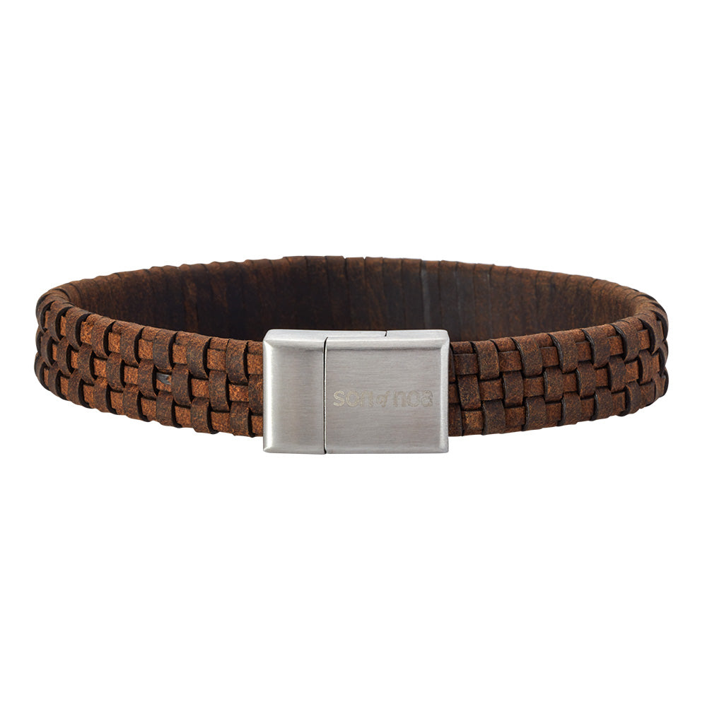 SON armbånd brun kalveskind 23cm 12mm 23, fra SON of NOA