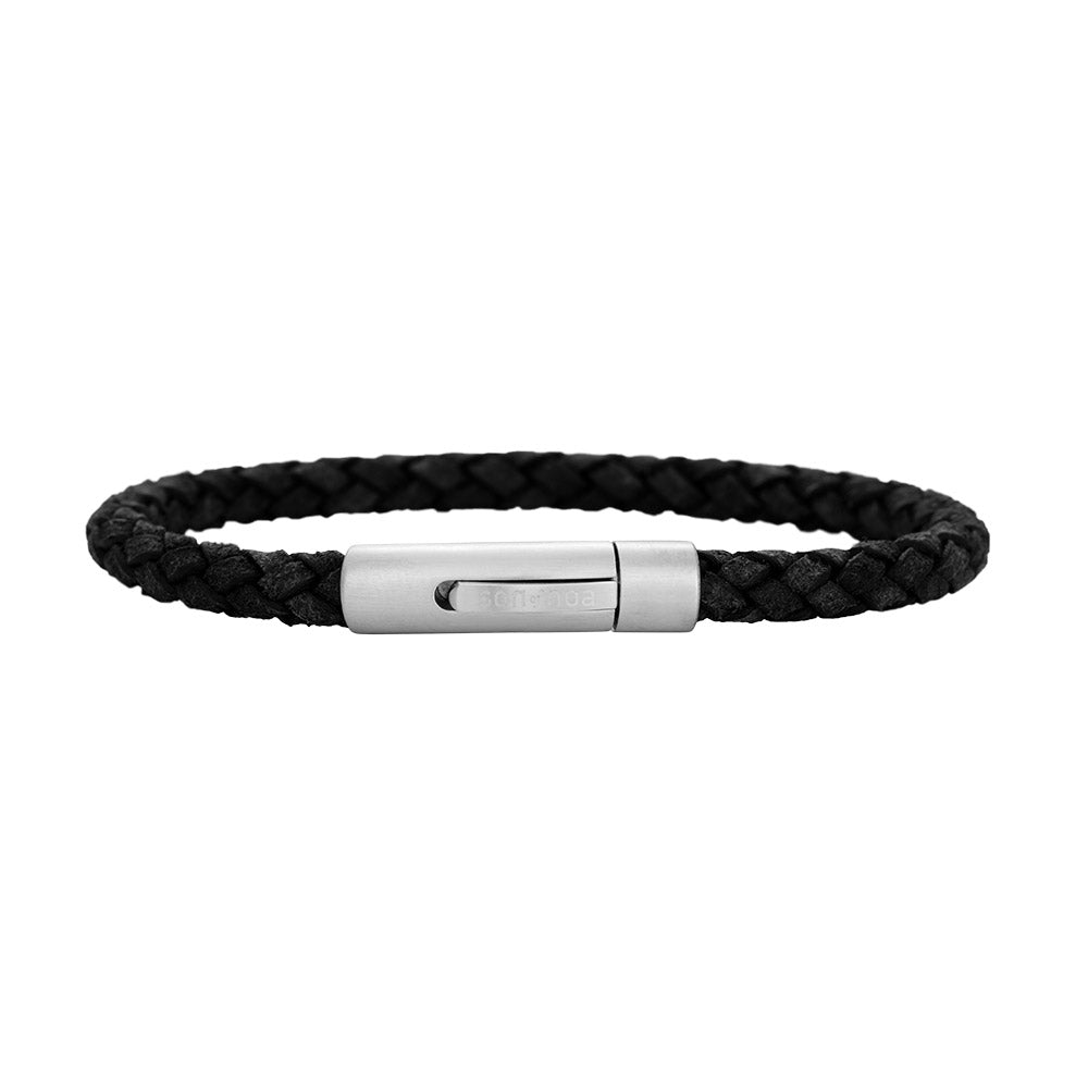 SON armbånd sort kalveskind 19cm 19 – Armbånd i sølv fra SON of NOA – Varenr. '80970089119