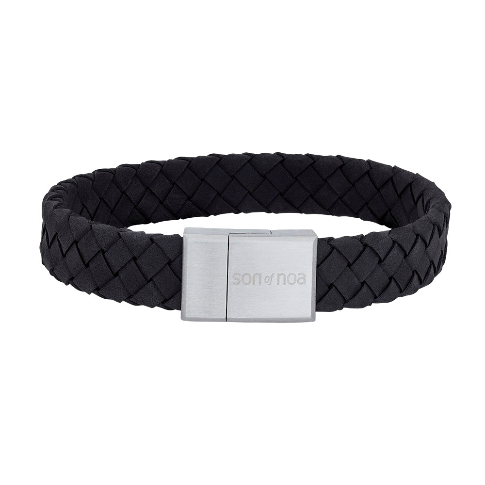SON armbånd sort kalveskind 23cm 12mm 23 – Armbånd i sølv fra SON of NOA – Varenr. '80970149123