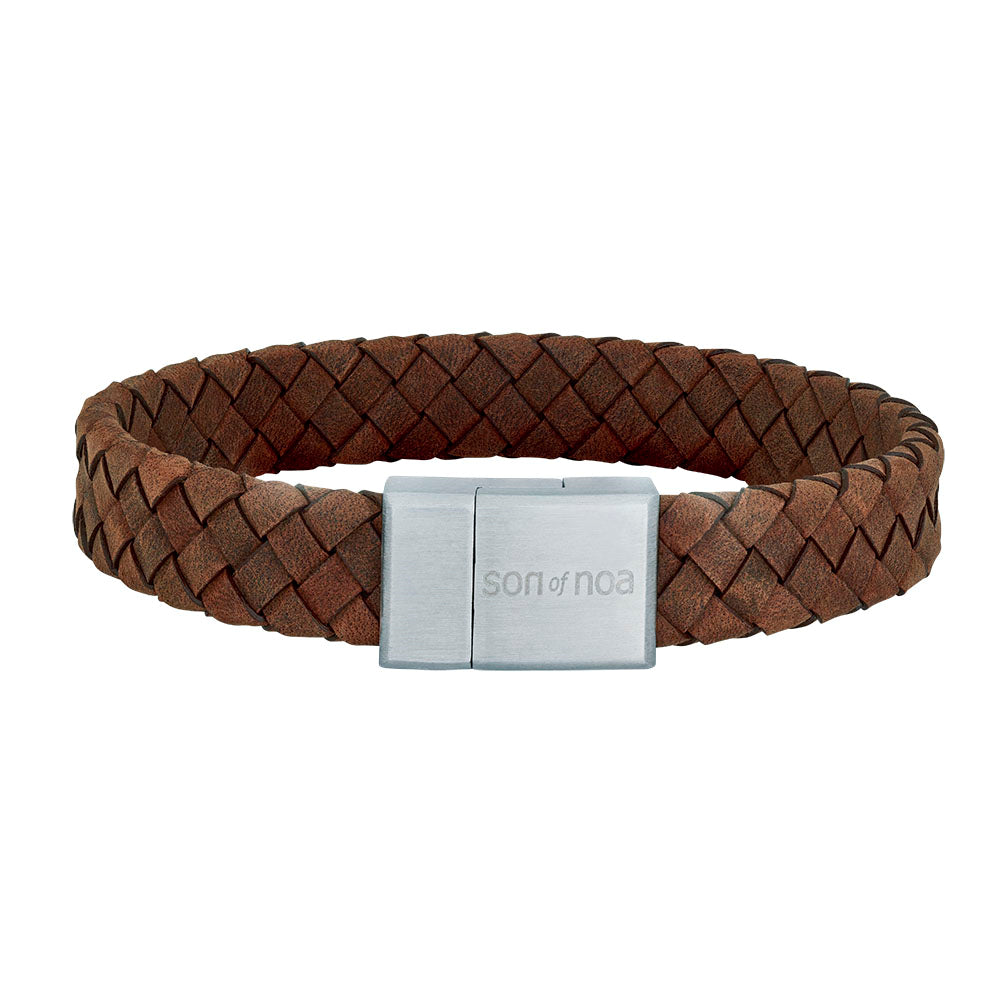 SON armbånd brun kalveskind 21cm 12mm 21 – Armbånd i sølv fra SON of NOA – Varenr. '80970149221