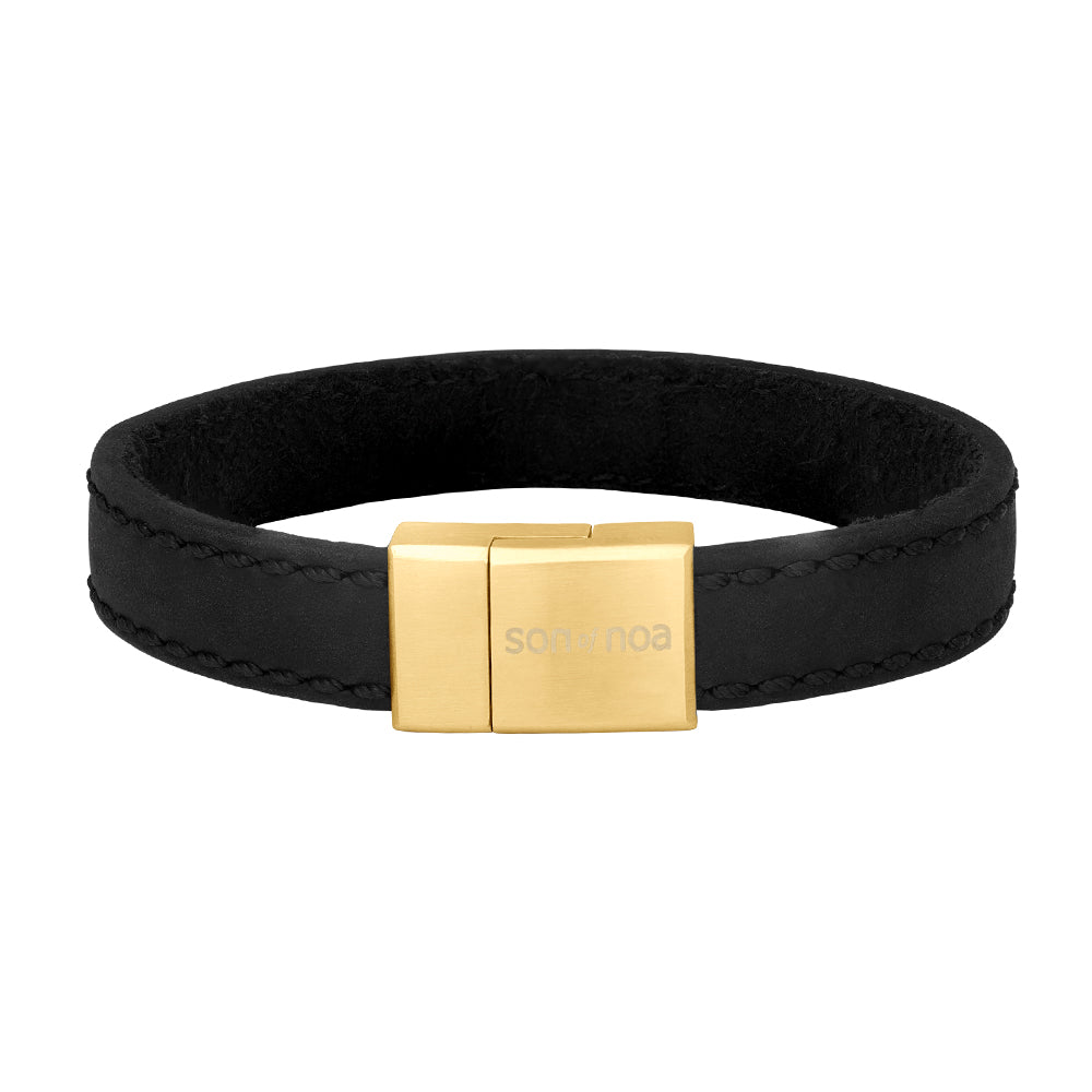 SON armbånd sort kalveskind 19cm 12mm 19, fra SON of NOA