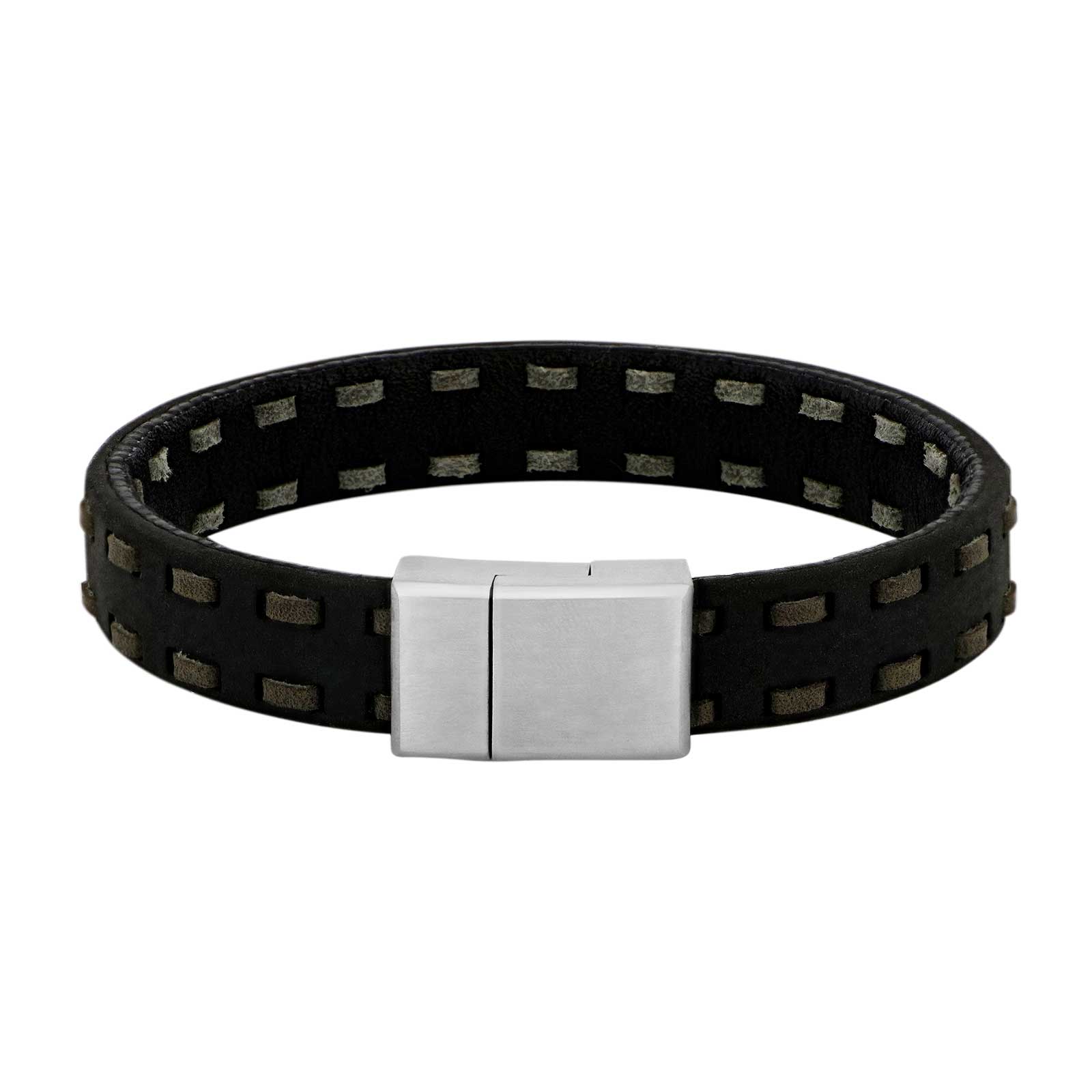 SON armbånd sort m/grå kalveskind 21cm – Armbånd i sølv fra SON of NOA – Varenr. '80970299121