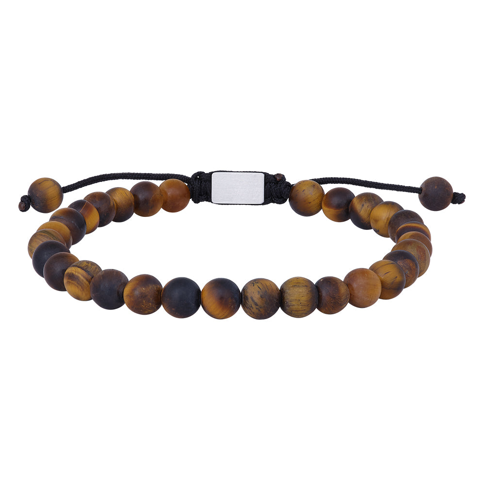 SON armbånd matt yellow tiger eye 19cm - 25cm, fra SON of NOA
