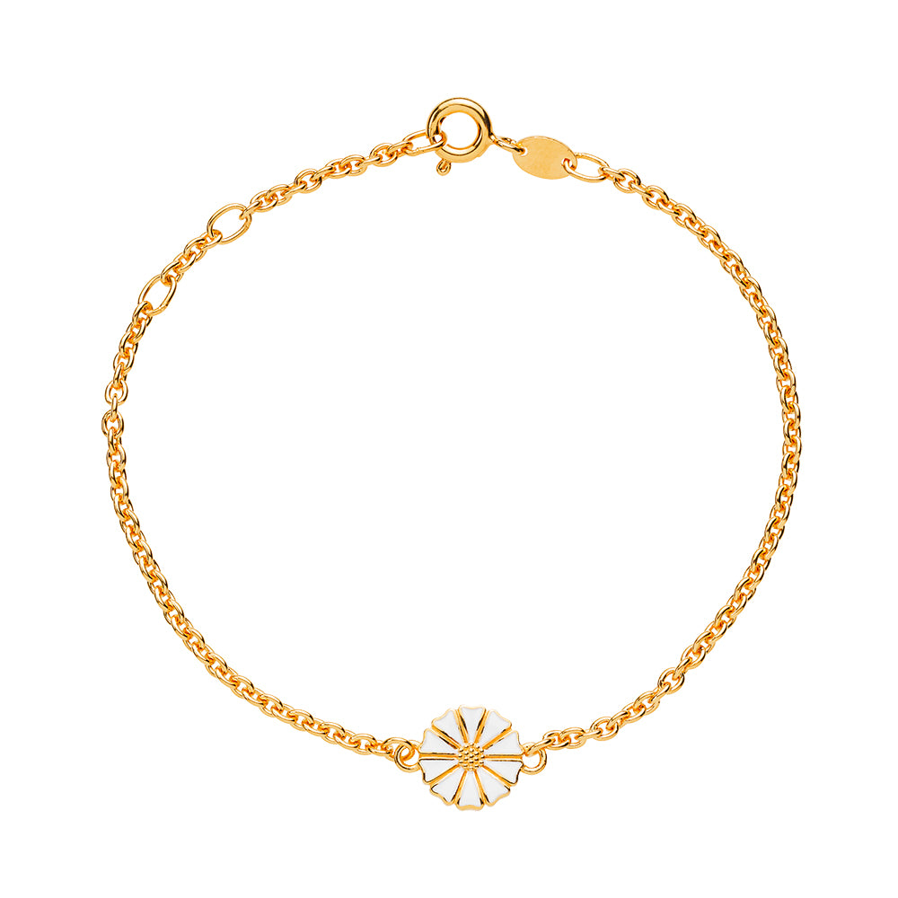 MARGUERIT ARMBÅND 9MM 24 KT FORGYLDT HVID EMALJE 16-17-19CM 925, i enamel; gold; sterling-silver, til female, fra Lund Copenhagen