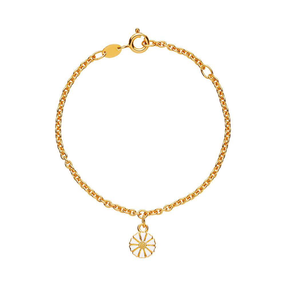 MARGUERIT ARMBÅND 7,5MM 24 KT FORGYLDT HVID EMALJE 14-16CM 925, i enamel; gold; sterling-silver, til female, fra Lund Copenhagen
