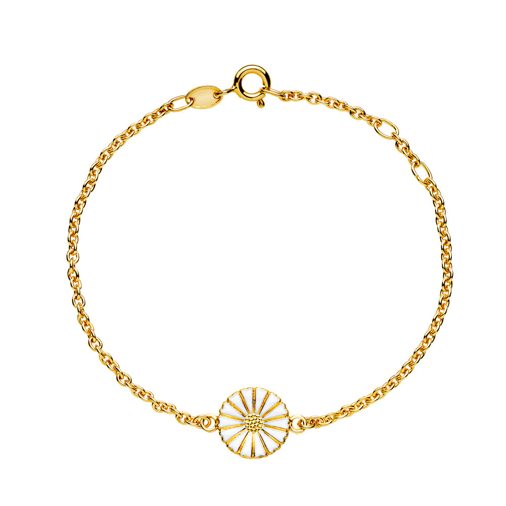MARGUERIT ARMBÅND 11MM 24 KT. FORGYLDT HVID EMALJE 16-17-19CM 925, i enamel; gold, til female, fra Lund Copenhagen