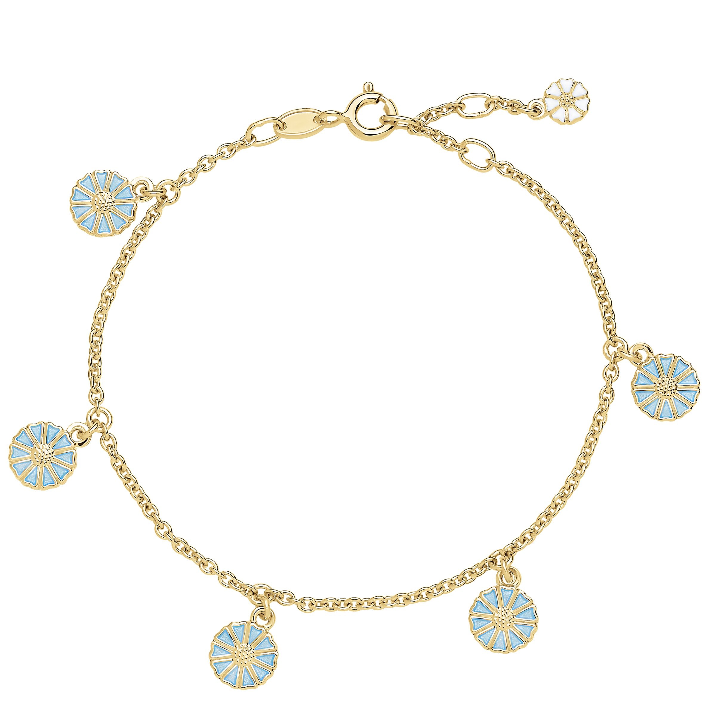 Marguerit armbånd med lyseblå emalje, fra Lund Copenhagen