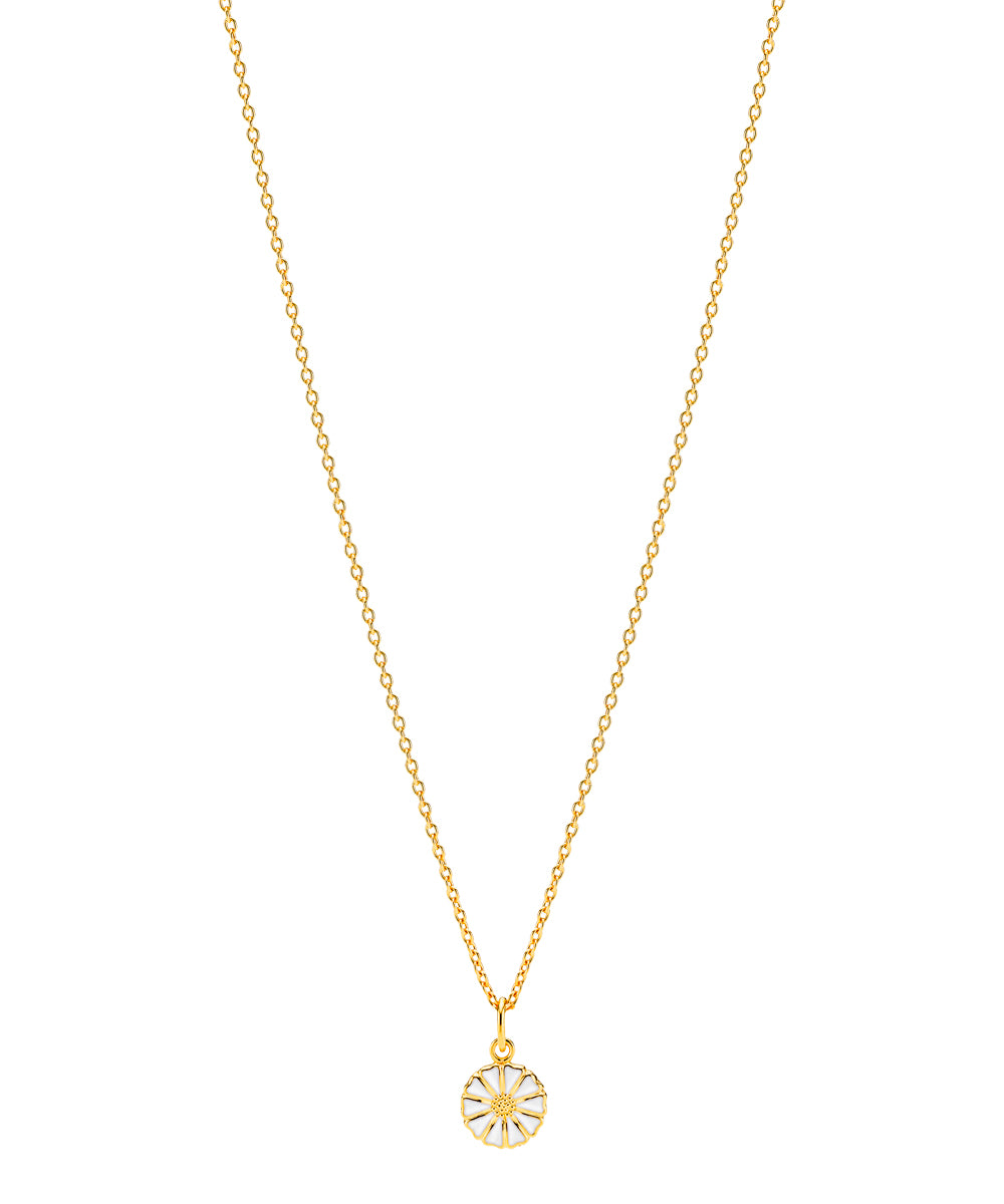 MARGUERIT COLLIER 9MM 24 KT FORGYLDT HVID EMALJE 42-45CM 925, fra Lund Copenhagen
