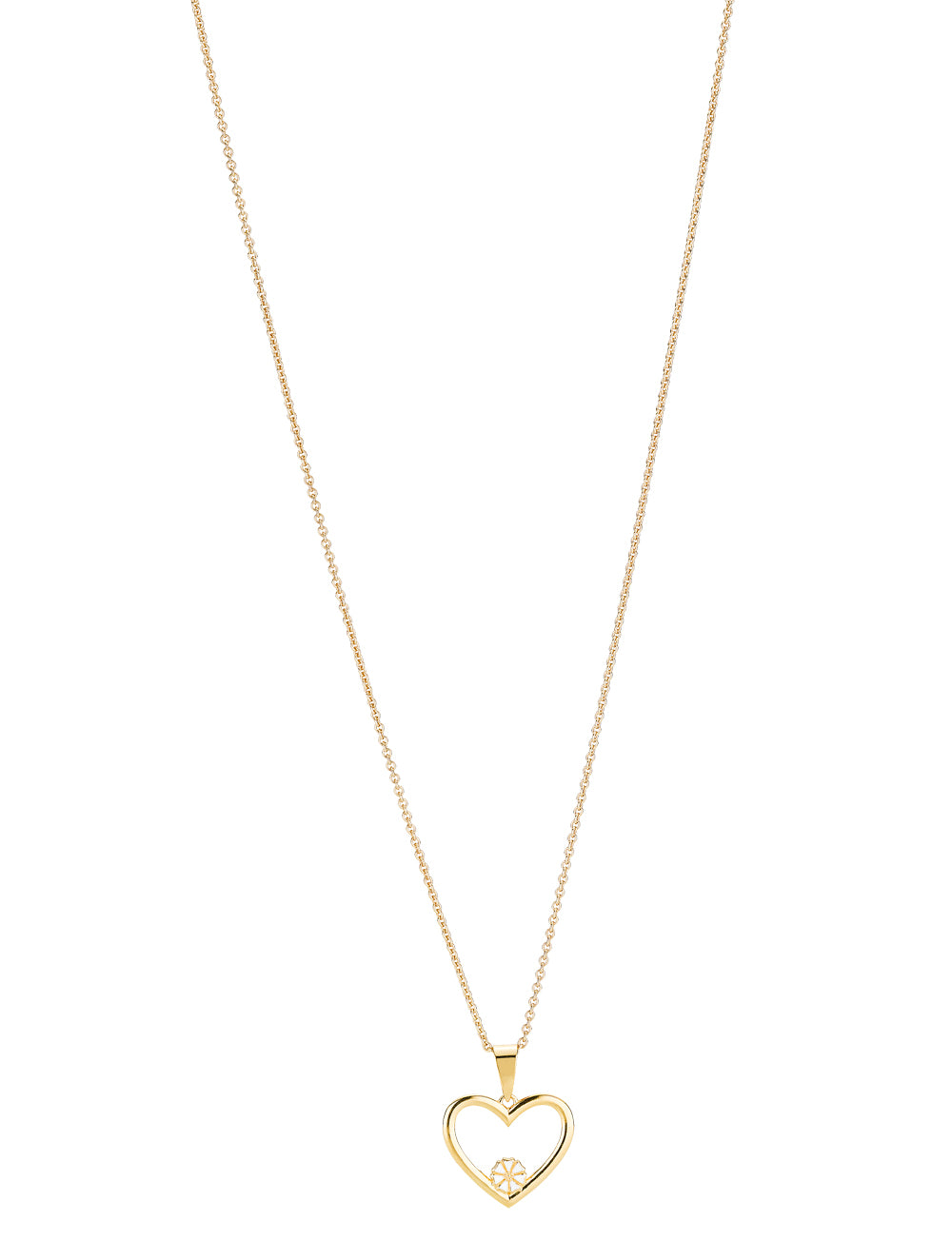 MARGUERIT COLLIER MED VEDHÆNG HJERTE 1X5MM 24 KT FORGYLDT 45CM 925, fra Lund Copenhagen