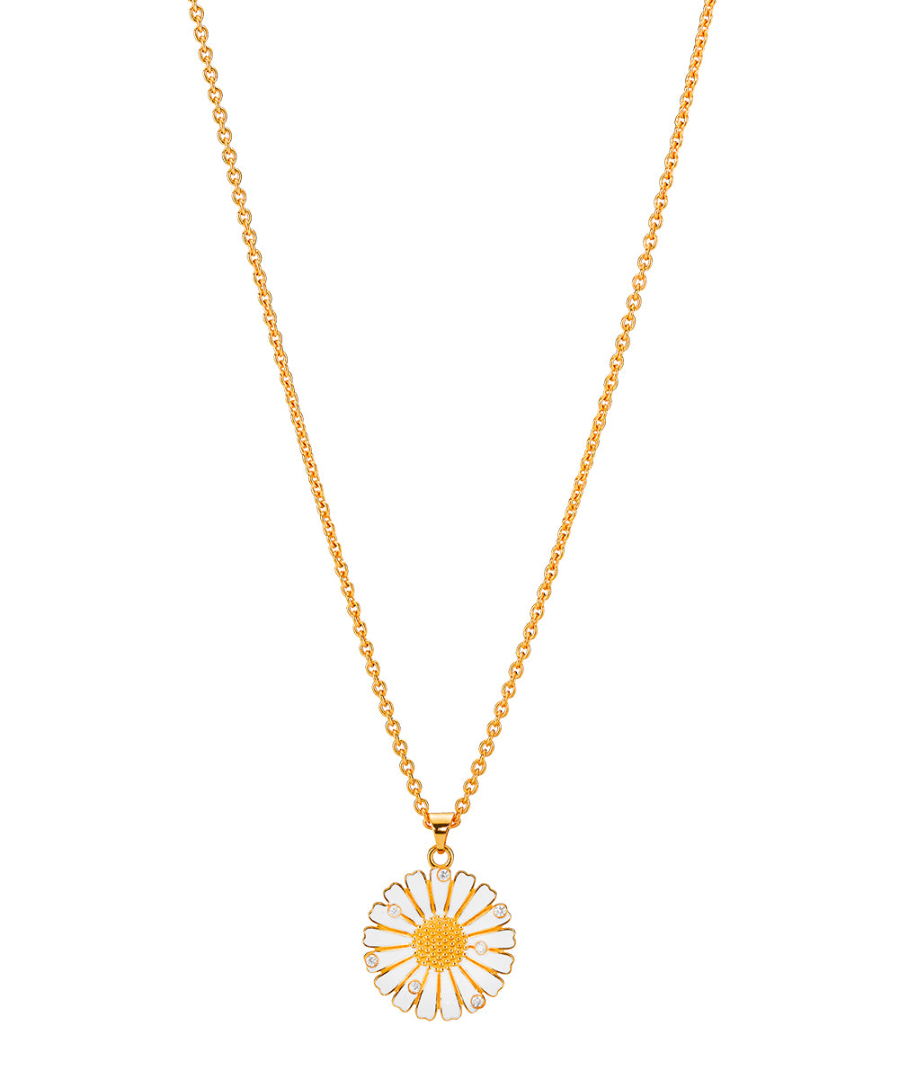MARGUERIT COLLIER 20MM MED 7 ZIRKONIA 24 KT FORGYLDT HVID EMALJE 45-48CM 925, fra Lund Copenhagen