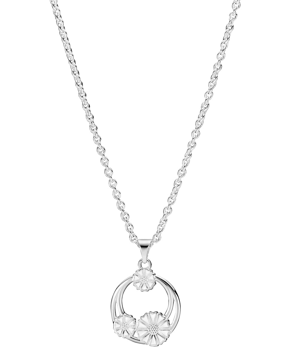 MARGUERIT COLLIER 2X5MM OG 1X7,5MM HVID EMALJE 45-48CM 925, fra Lund Copenhagen