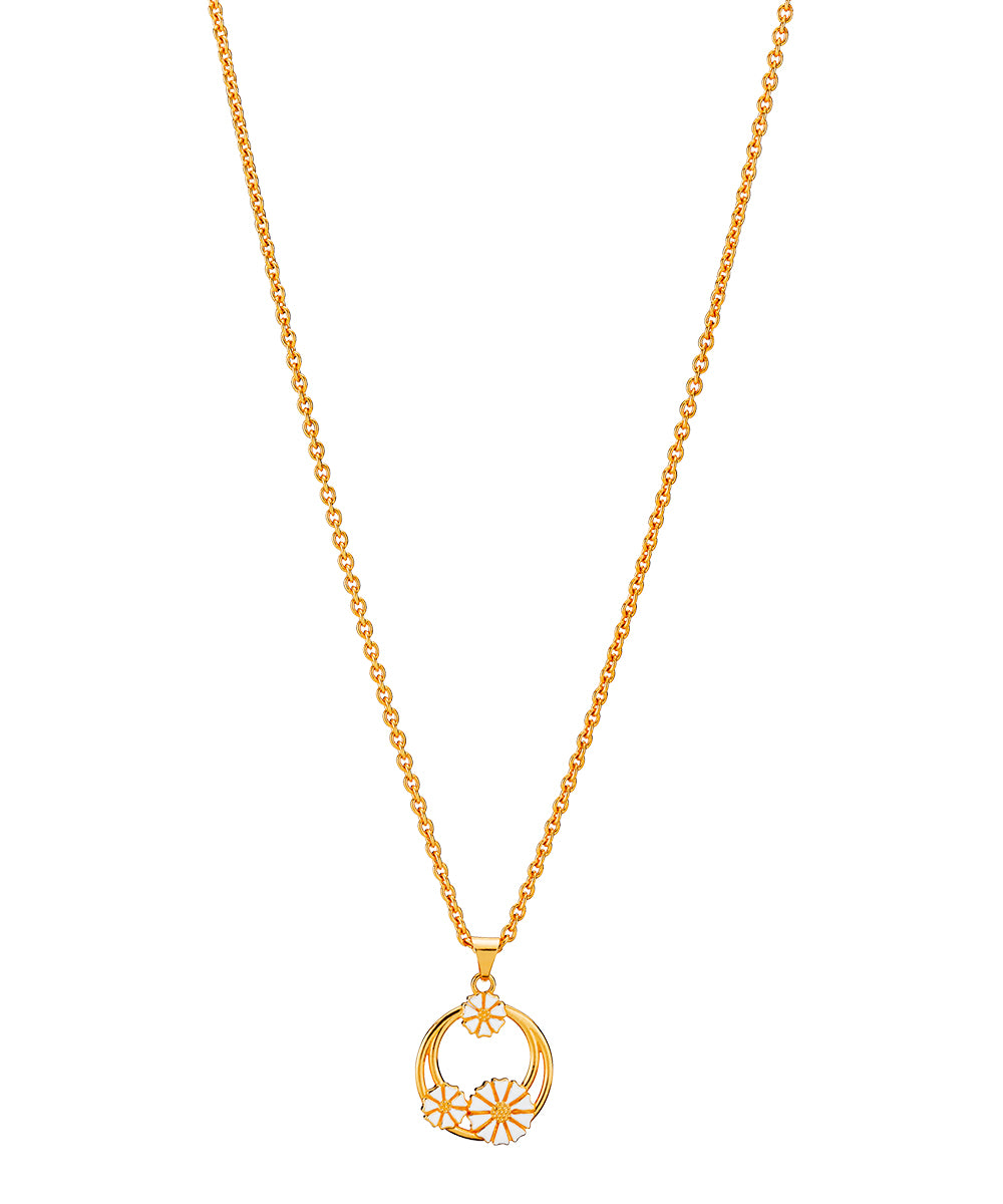 MARGUERIT COLLIER 2X5MM OG 1X7,5MM 24 KT FORGYLDT HVID EMALJE 45-48CM 925, fra Lund Copenhagen