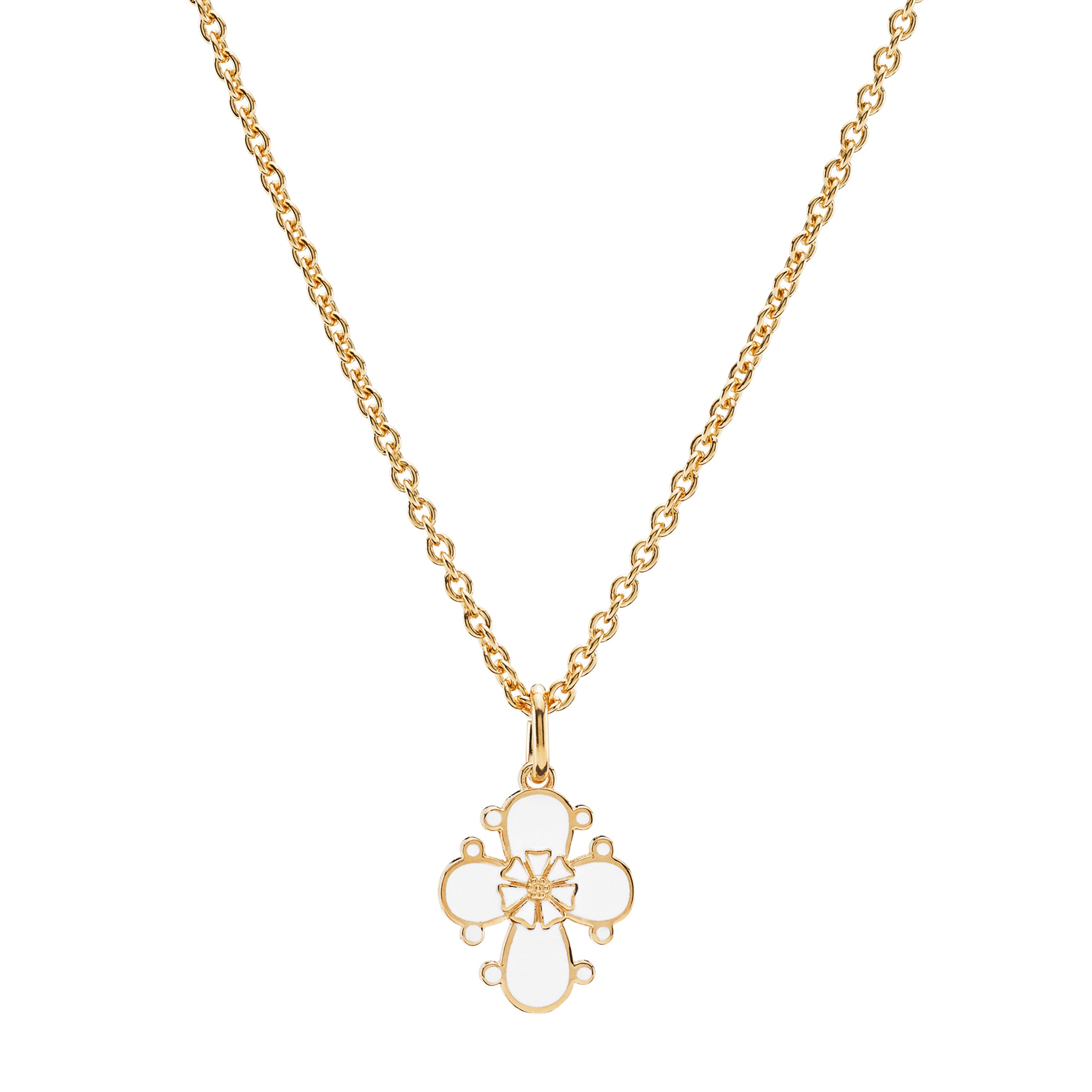 MARGUERIT COLLIER DAGMARKORS, 1X5MM 24KT FORGYLDT HVID EMALJE 45-48CM 925, fra Lund Copenhagen