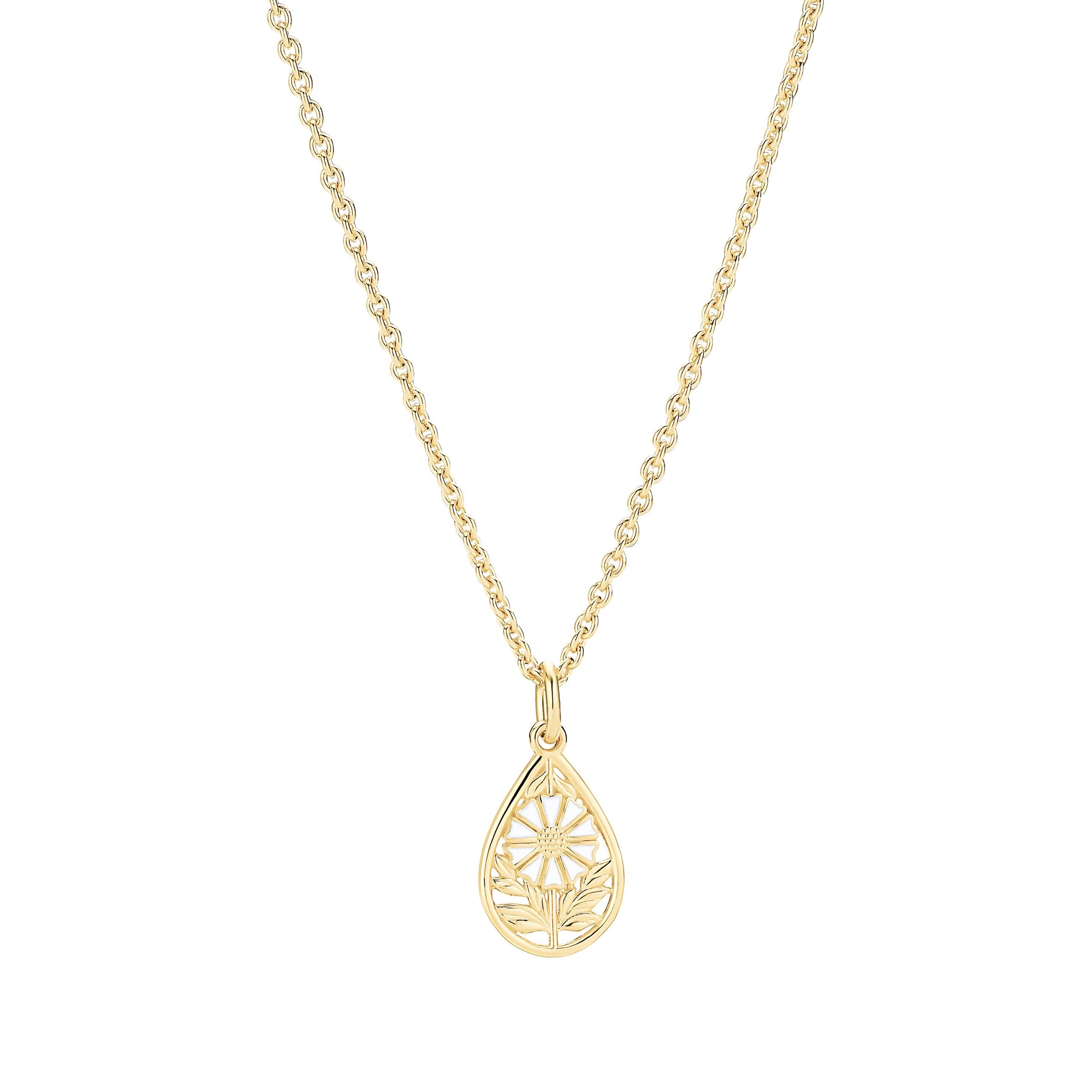 Marguerit collier 7,5 mm med dråbe, fra Lund Copenhagen