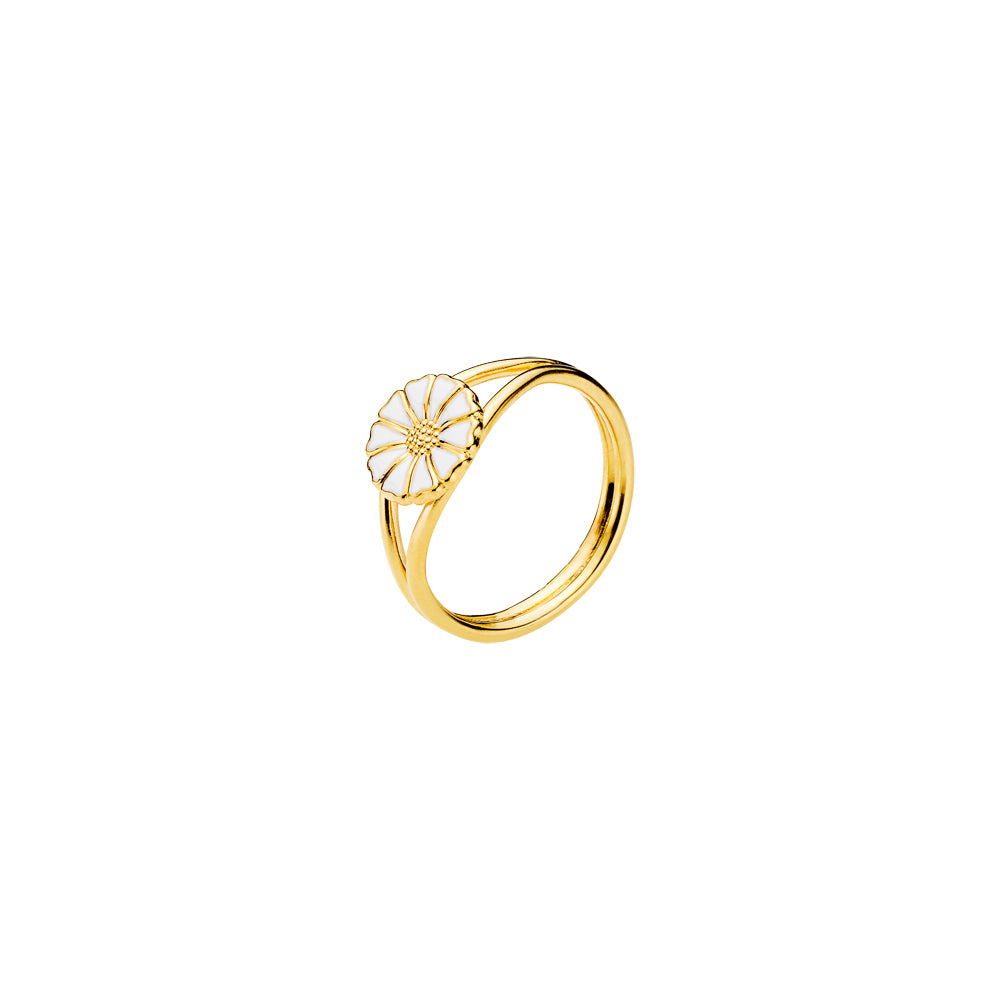 MARGUERIT RING 9MM 24 KT FORGYLDT HVID EMALJE 925, fra Lund Copenhagen