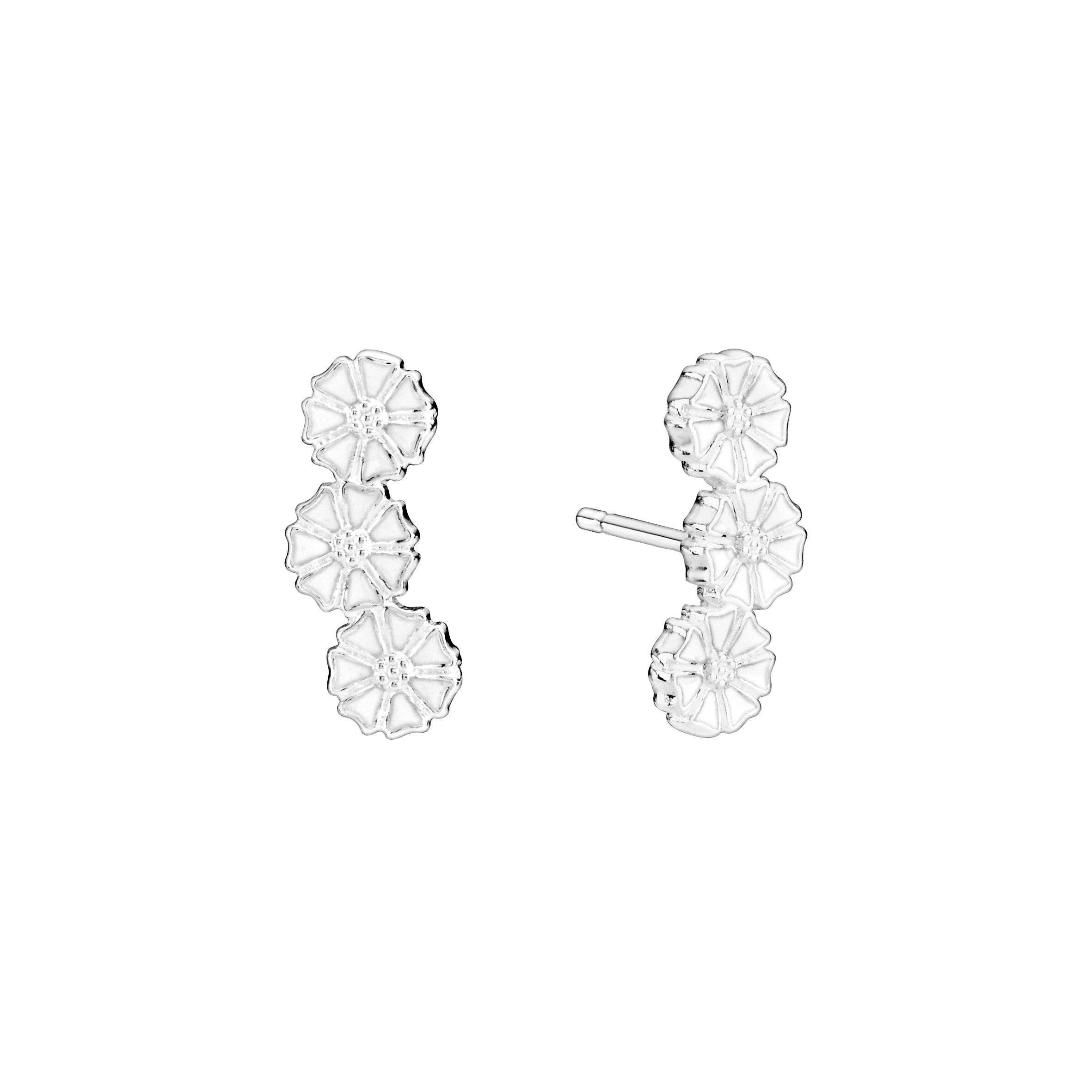 MARGUERIT ØRESTIK 3X5MM HVID EMALJE 925, fra Lund Copenhagen