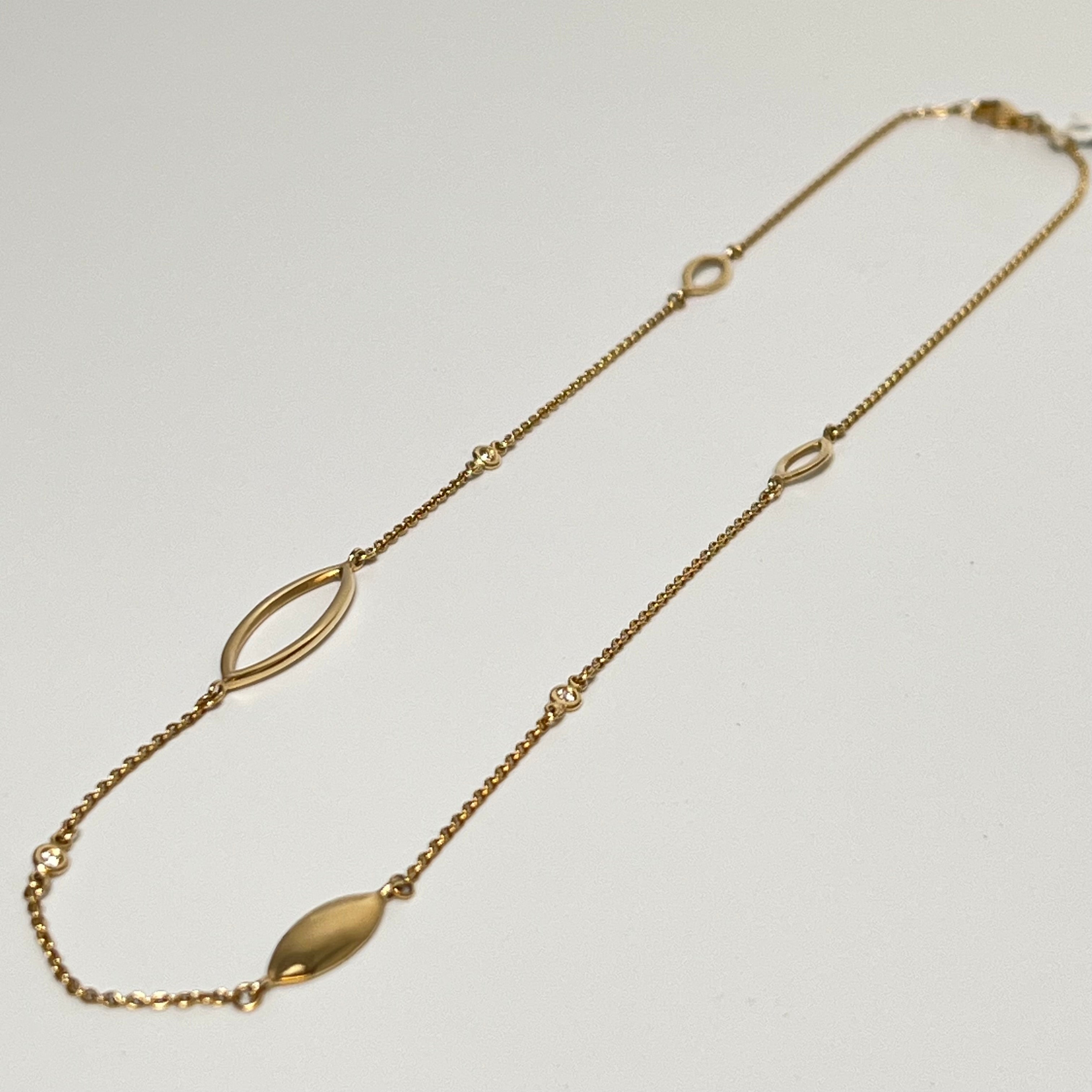 Guld halskæde med diamanter 14kt.