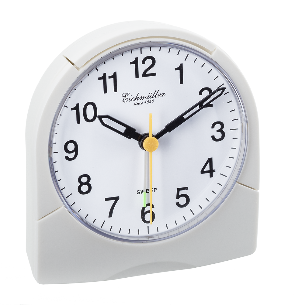 Analog vækkeur med krybende sekunder - Hvid