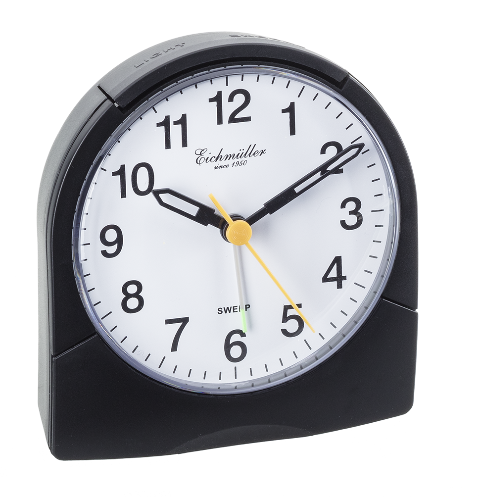 Analog vækkeur med krybende sekunder - Sort