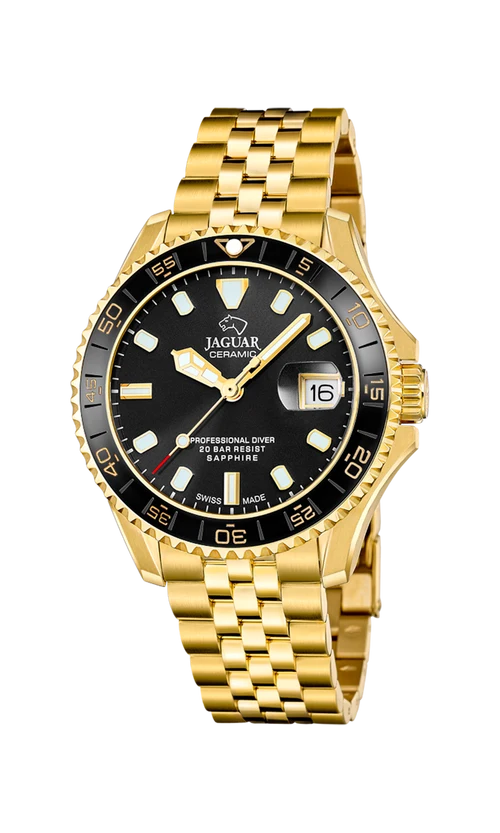 JAGUAR DIVER CERAMIC SORT GULD