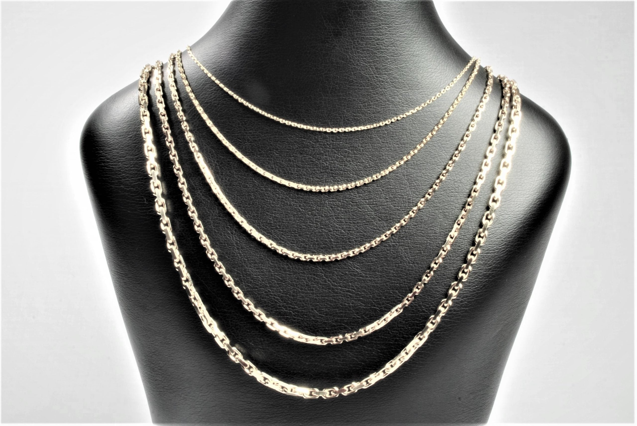14Kt Hvidguld anker facet halskæde 42cm, i white-gold, til female; male; unisex, fra BNH
