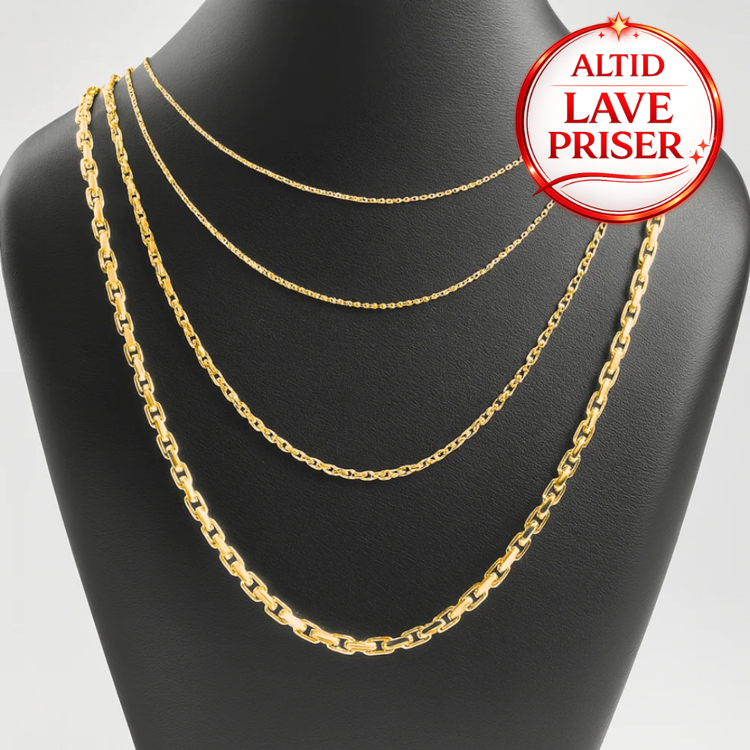 14Kt Guld anker facet halskæde 45cm