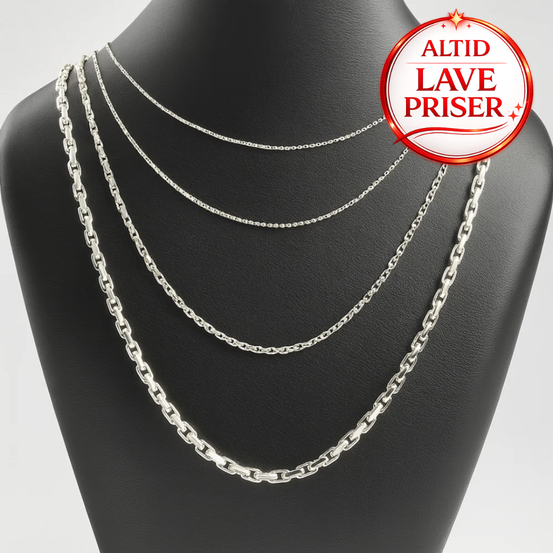 14Kt Hvidguld anker facet halskæde 42cm