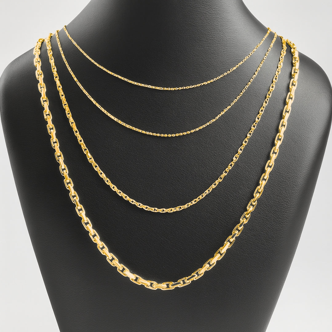 BNH 14Kt Guld anker facet halskæde 36cm