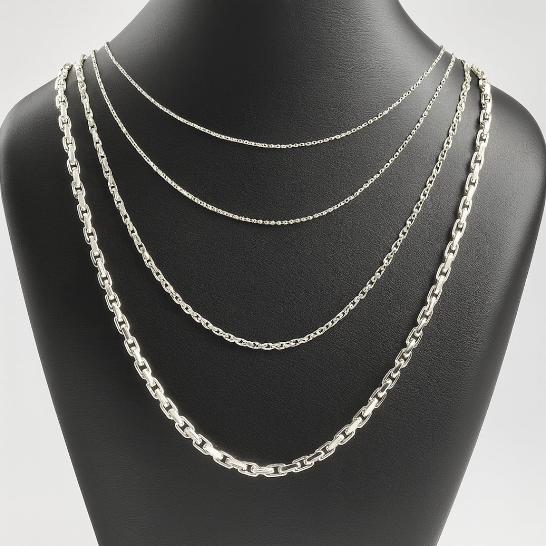 Sølv Anker Facet Halskæde 70 cm