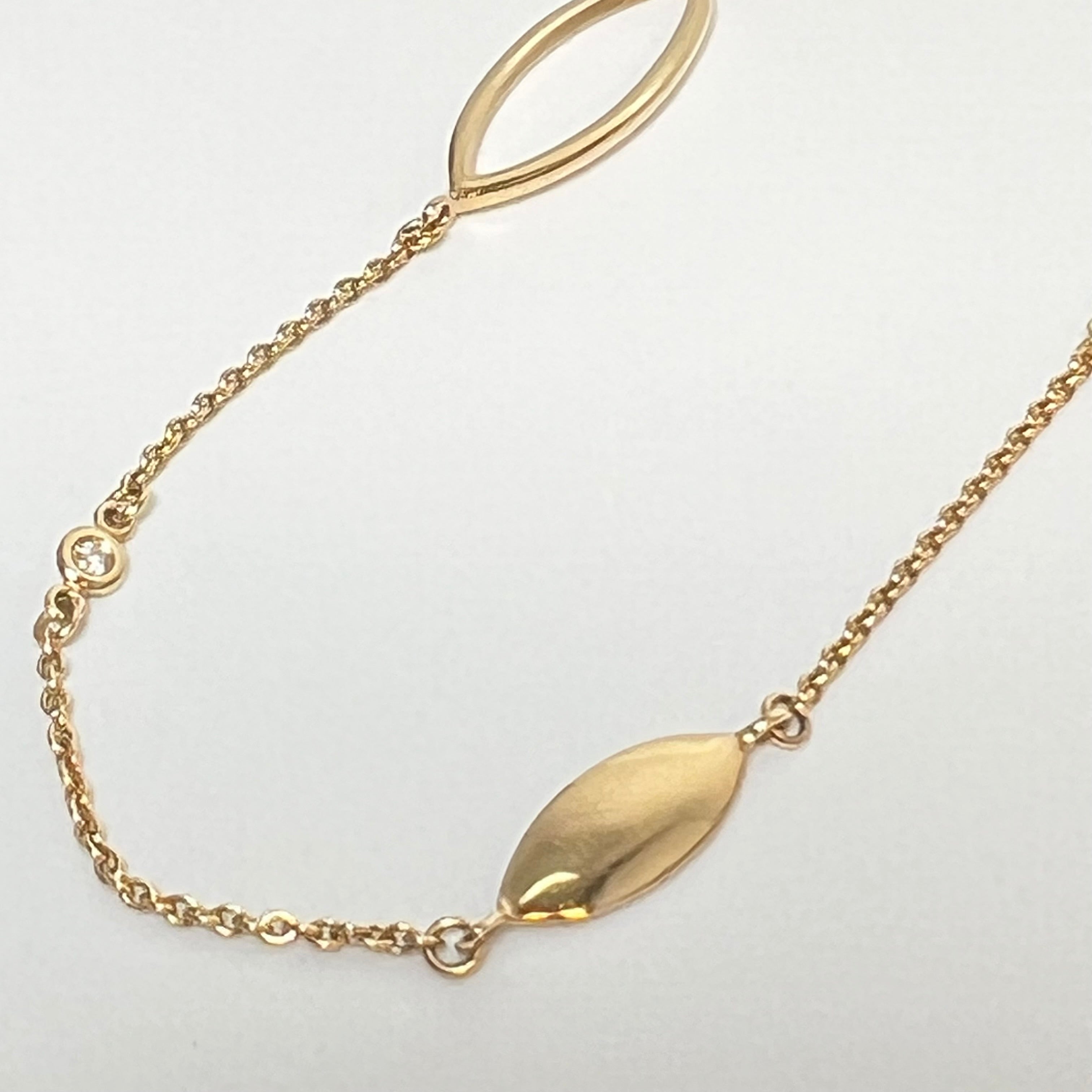 Guld halskæde med diamanter 14kt.