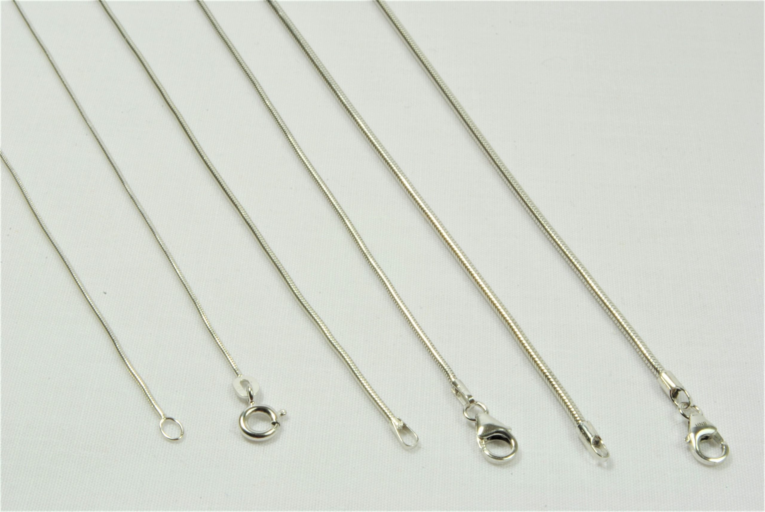 14kt Hvidguld slange halskæde 38cm, i white-gold, til female; male; unisex, fra BNH