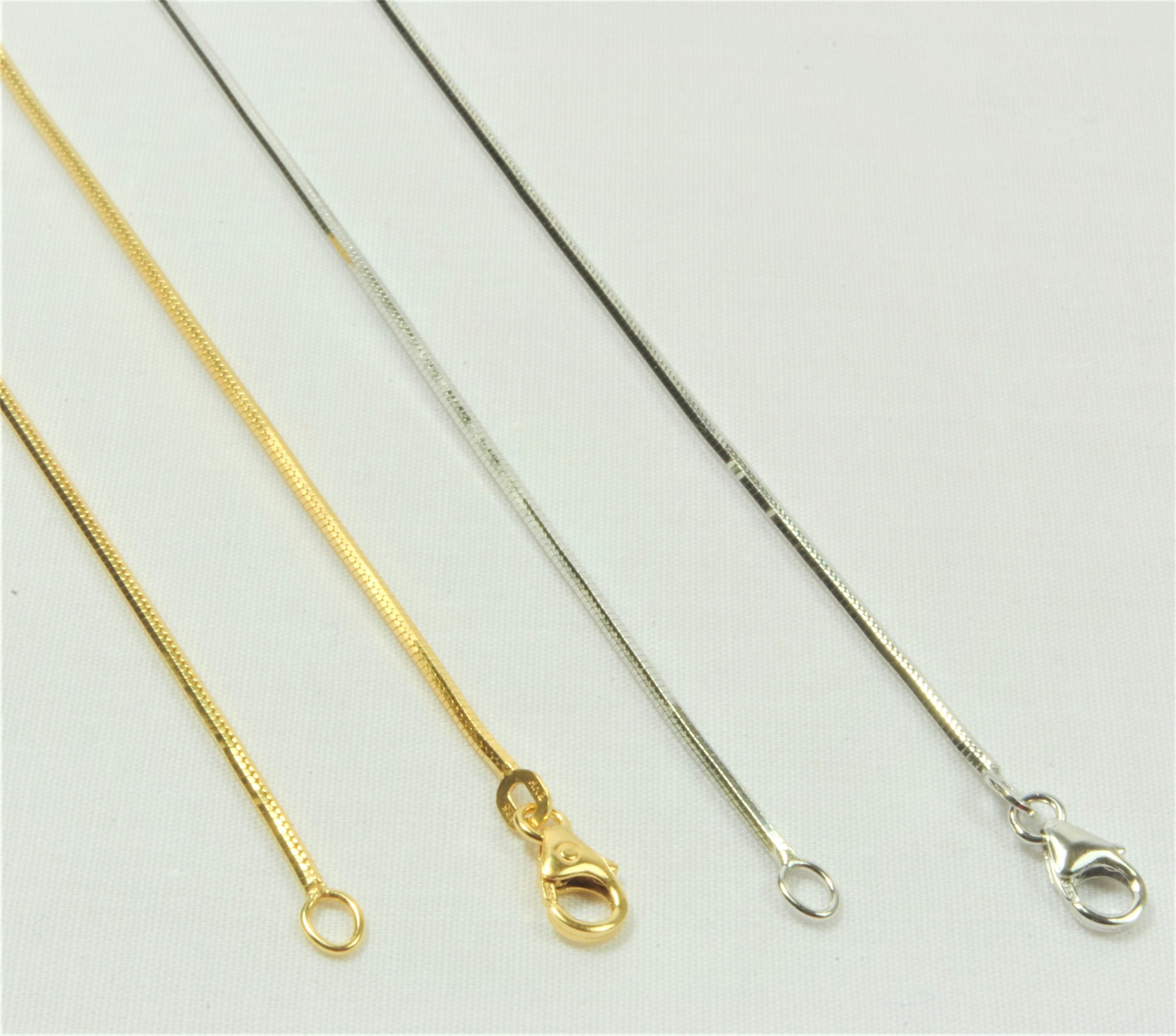 14Kt Hvidguld Slange Facet halskæde 38cm, til female; male; unisex, fra BNH
