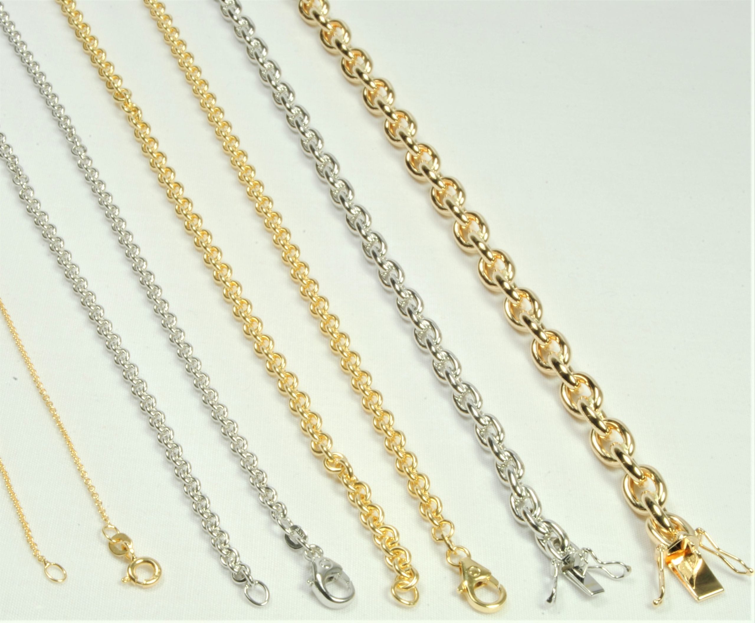 14kt Hvidguld rund-anker halskæde 55cm, i white-gold, til female; male; unisex, fra BNH