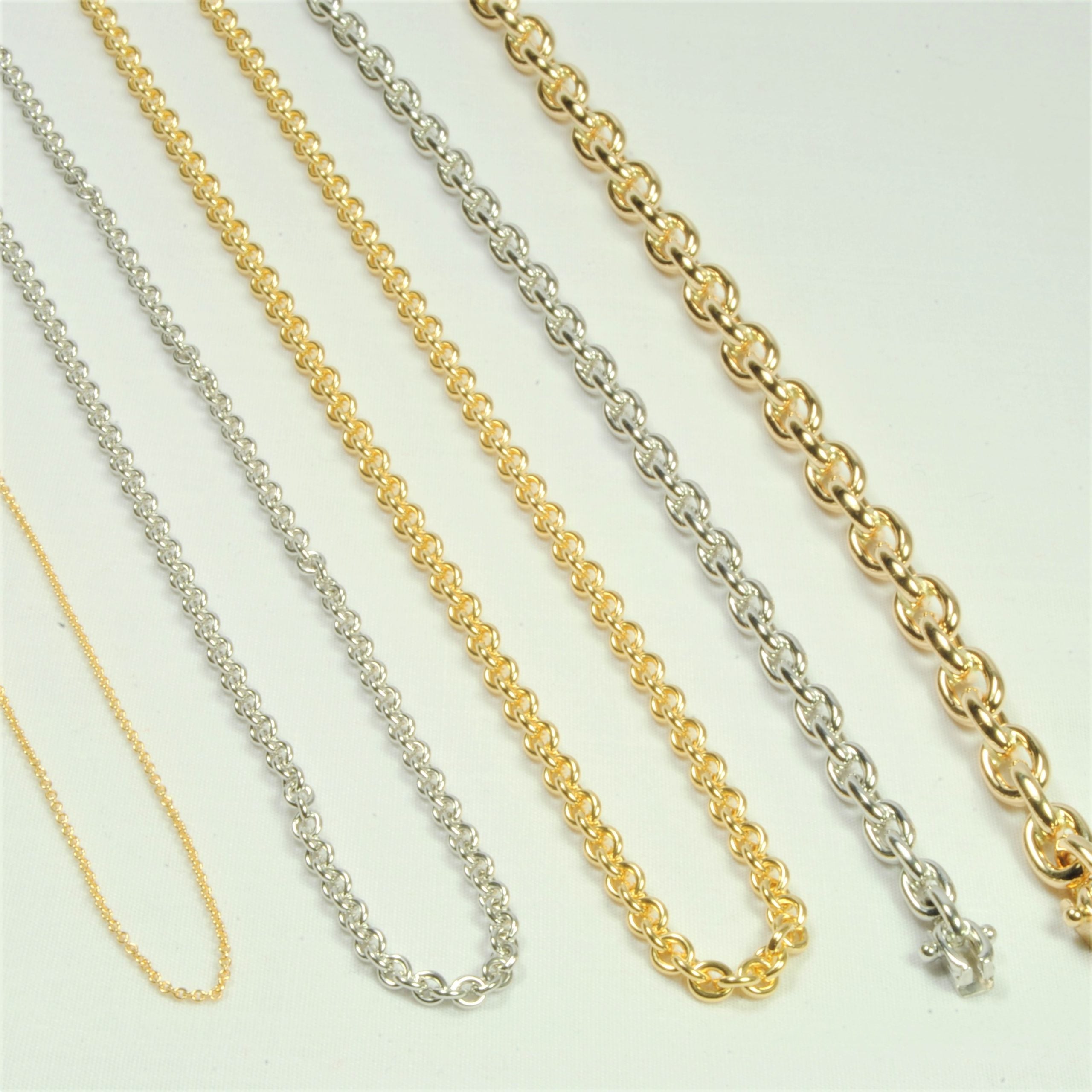14kt Guld rund-anker halskæde 38cm, i gold, til female; male; unisex, fra BNH