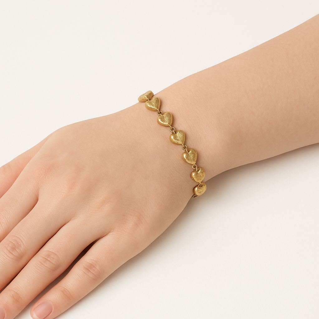 Armbånd massivt m. hjerter 14kt