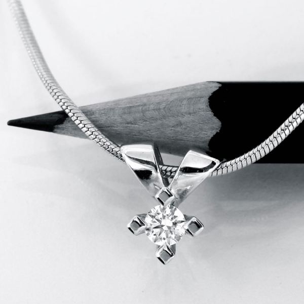 Jewelz Hvidguld Diamant Vedhæng 0,15ct, til female, fra Jan Jørgensen