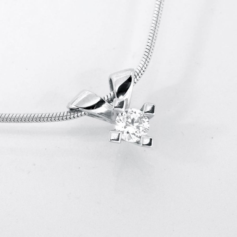 Jewelz Hvidguld Diamant Vedhæng 0,25ct, til female, fra Jan Jørgensen