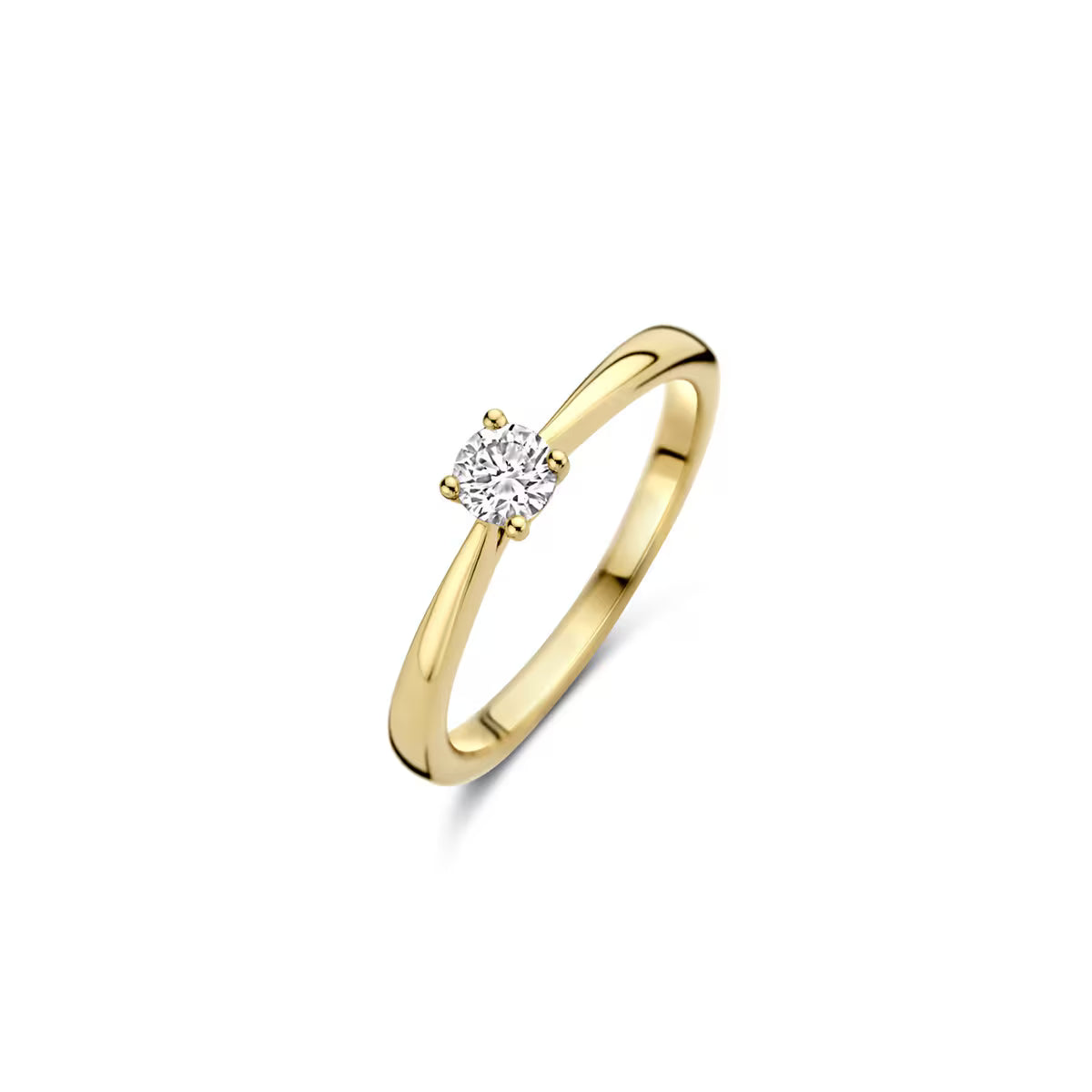 Blush solitaire-ring i 14 kt guld med 0,25 ct rund labgrown diamant – klassisk og tidløs elegance