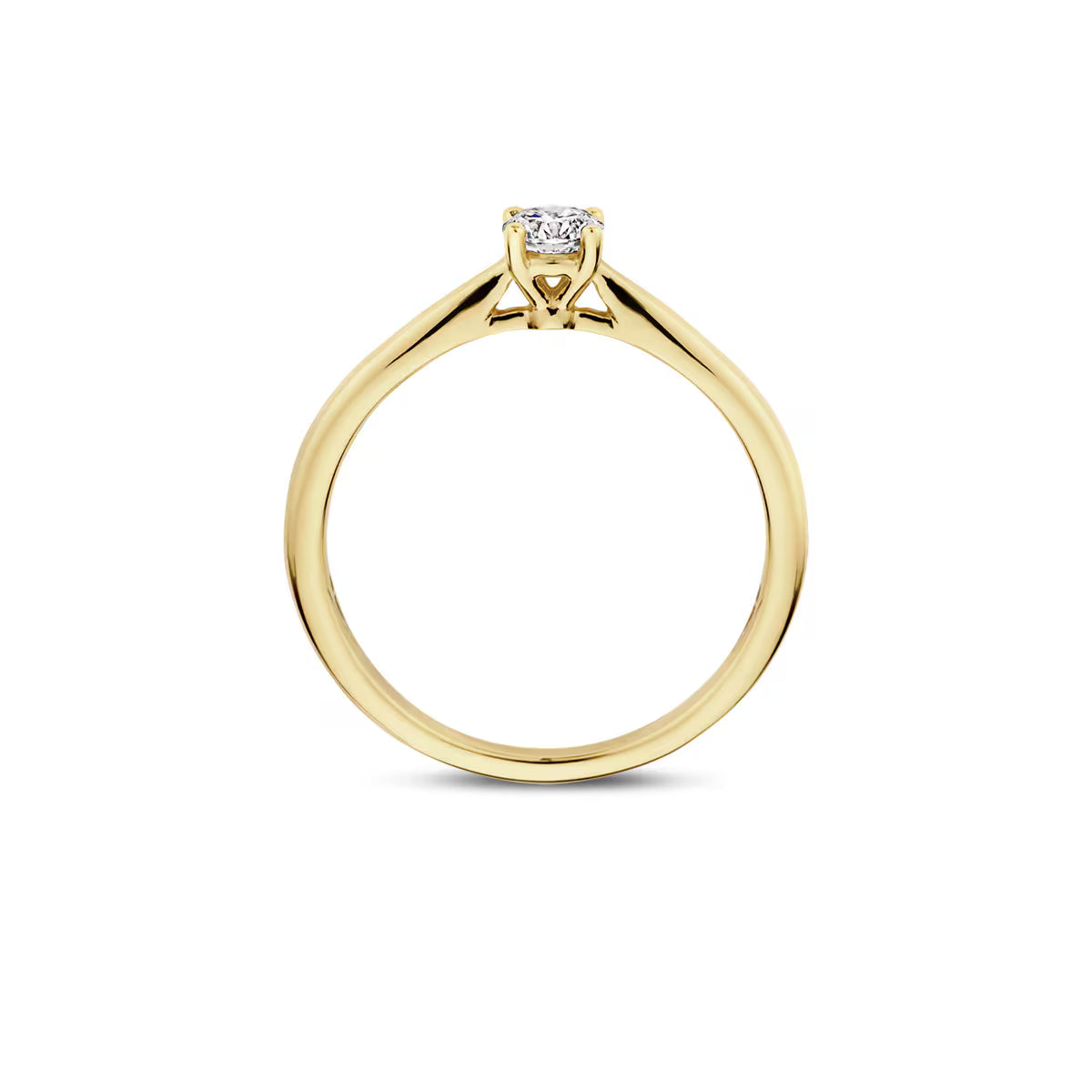 Blush ring i 14 kt gult guld med funklende 0,25 ct labgrown diamant – perfekt som forlovelsesring eller luksuriøst smykke