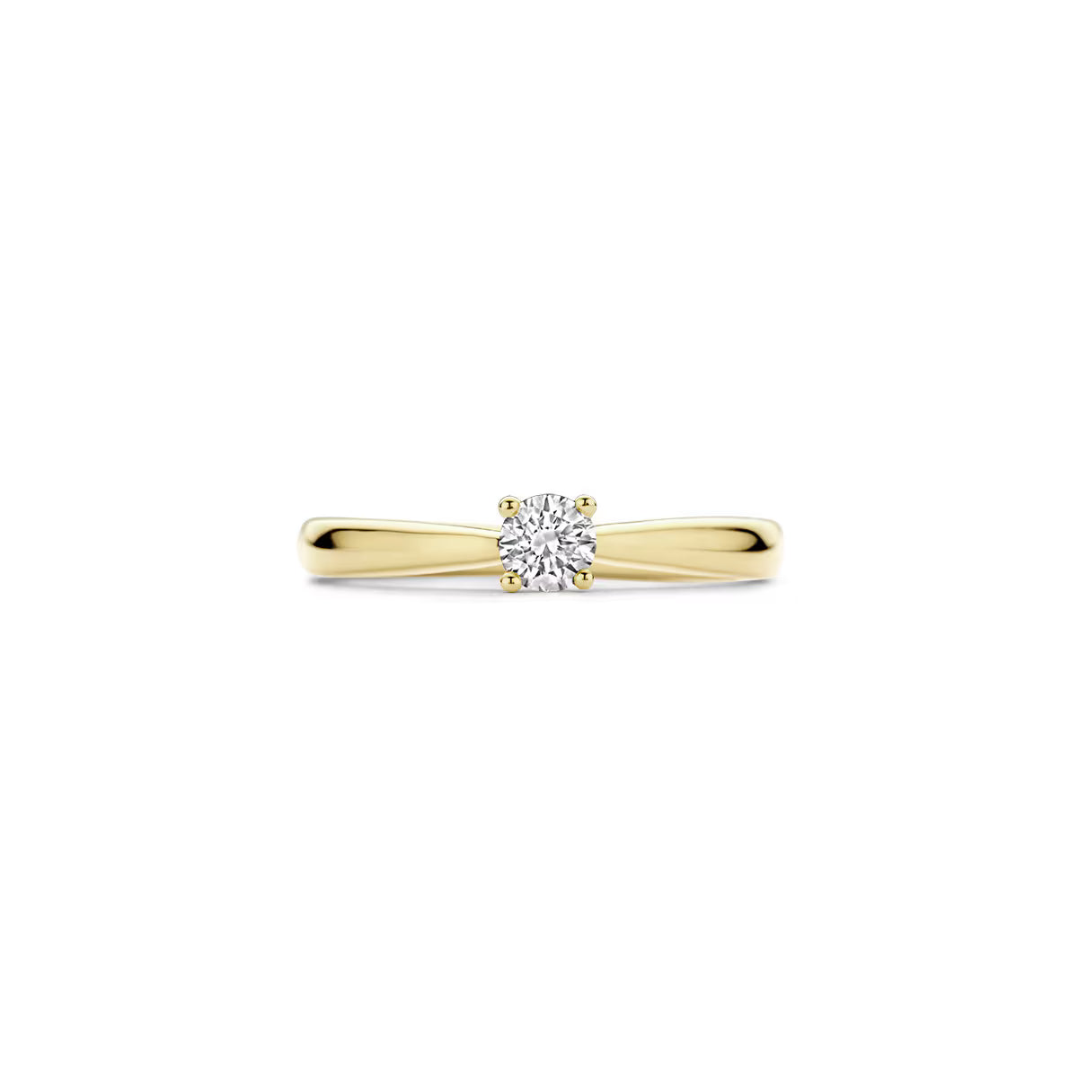 Nærbillede af Blush ring i 14 kt guld med 0,25 ct labgrown diamant – minimalistisk og sofistikeret design